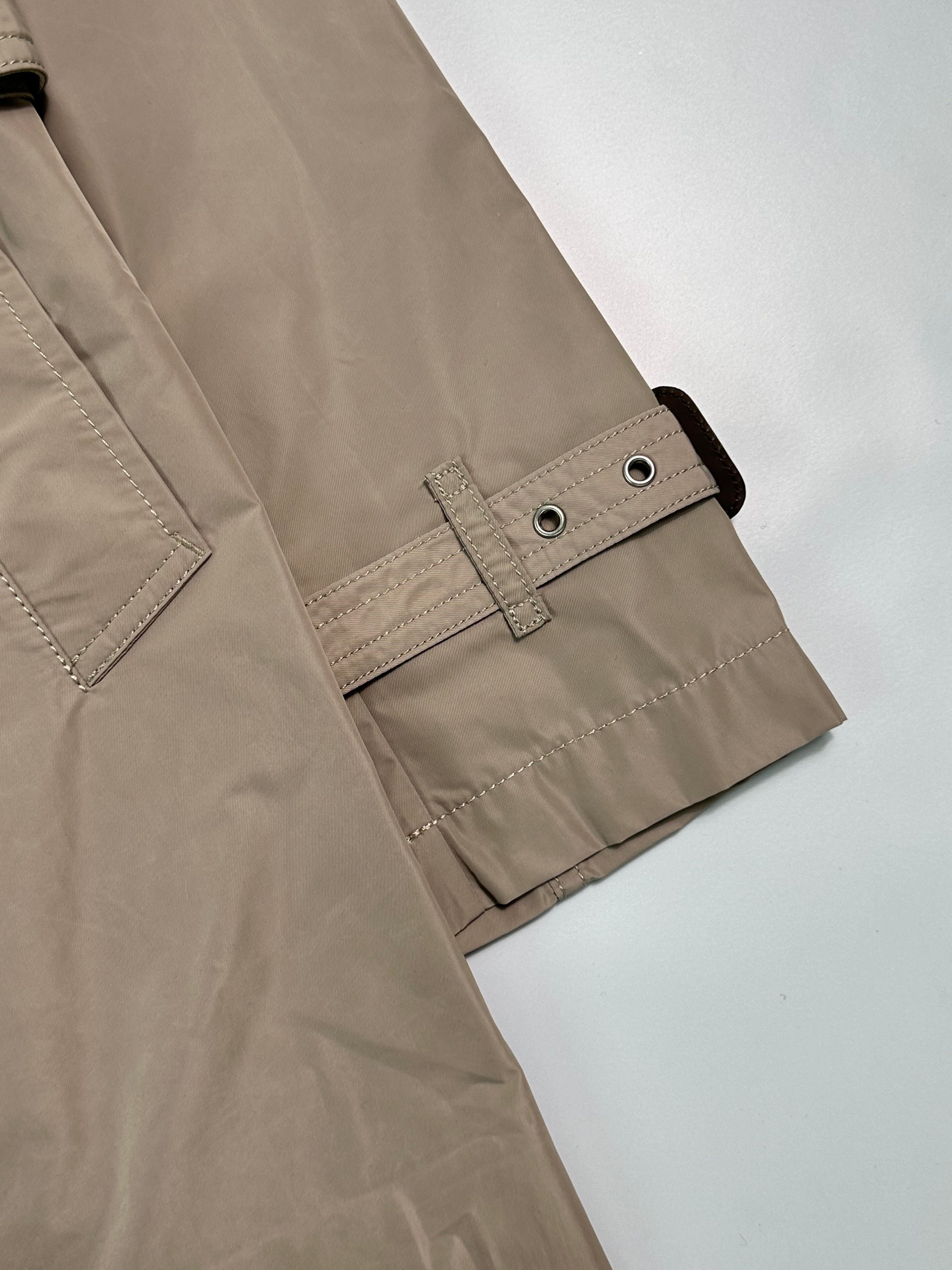 Trench Doppiopetto Beige Con Cappuccio Removibile E Cintura