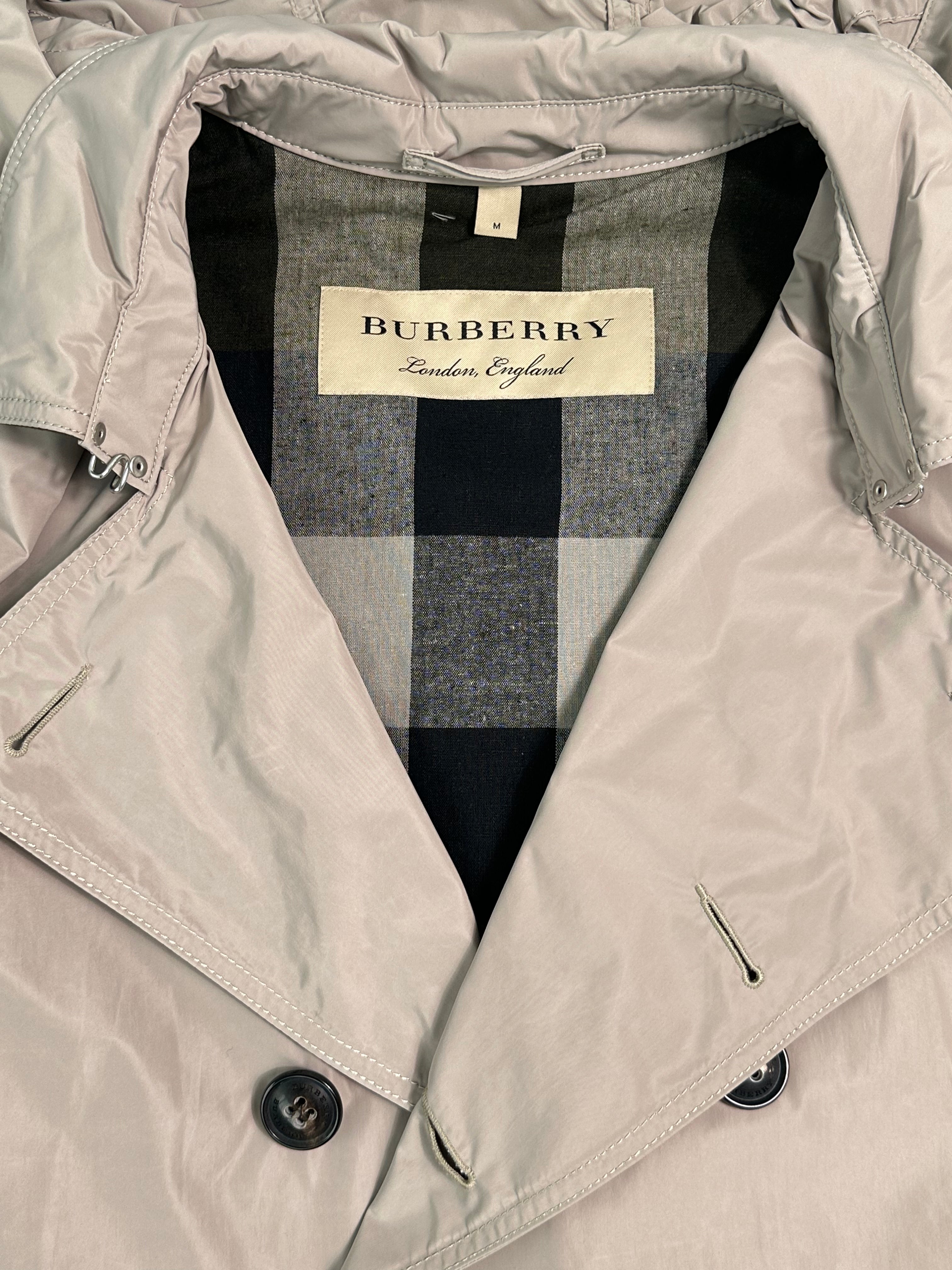 Trench Doppiopetto Beige Con Cappuccio Removibile E Cintura