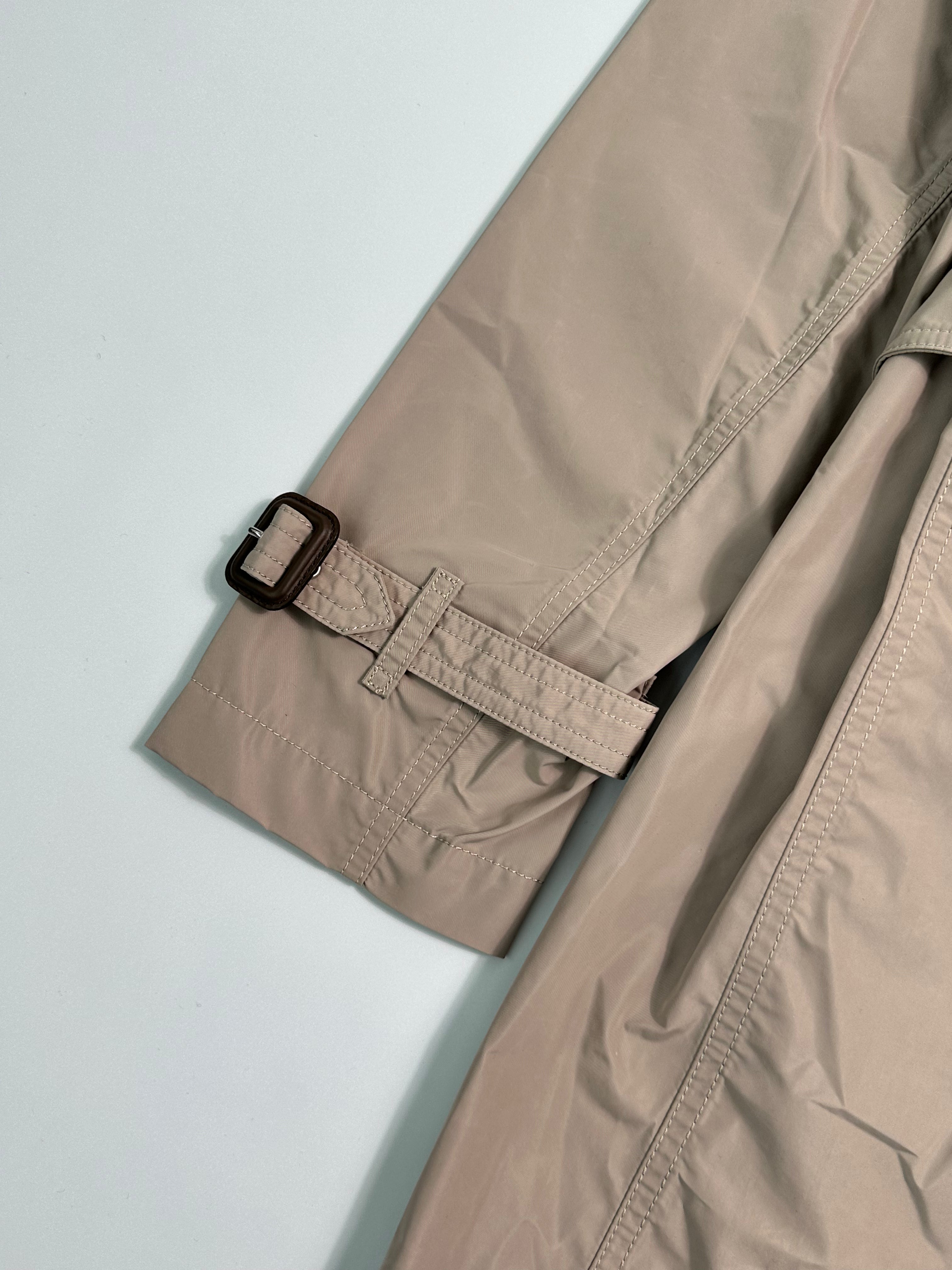 Trench Doppiopetto Beige Con Cappuccio Removibile E Cintura
