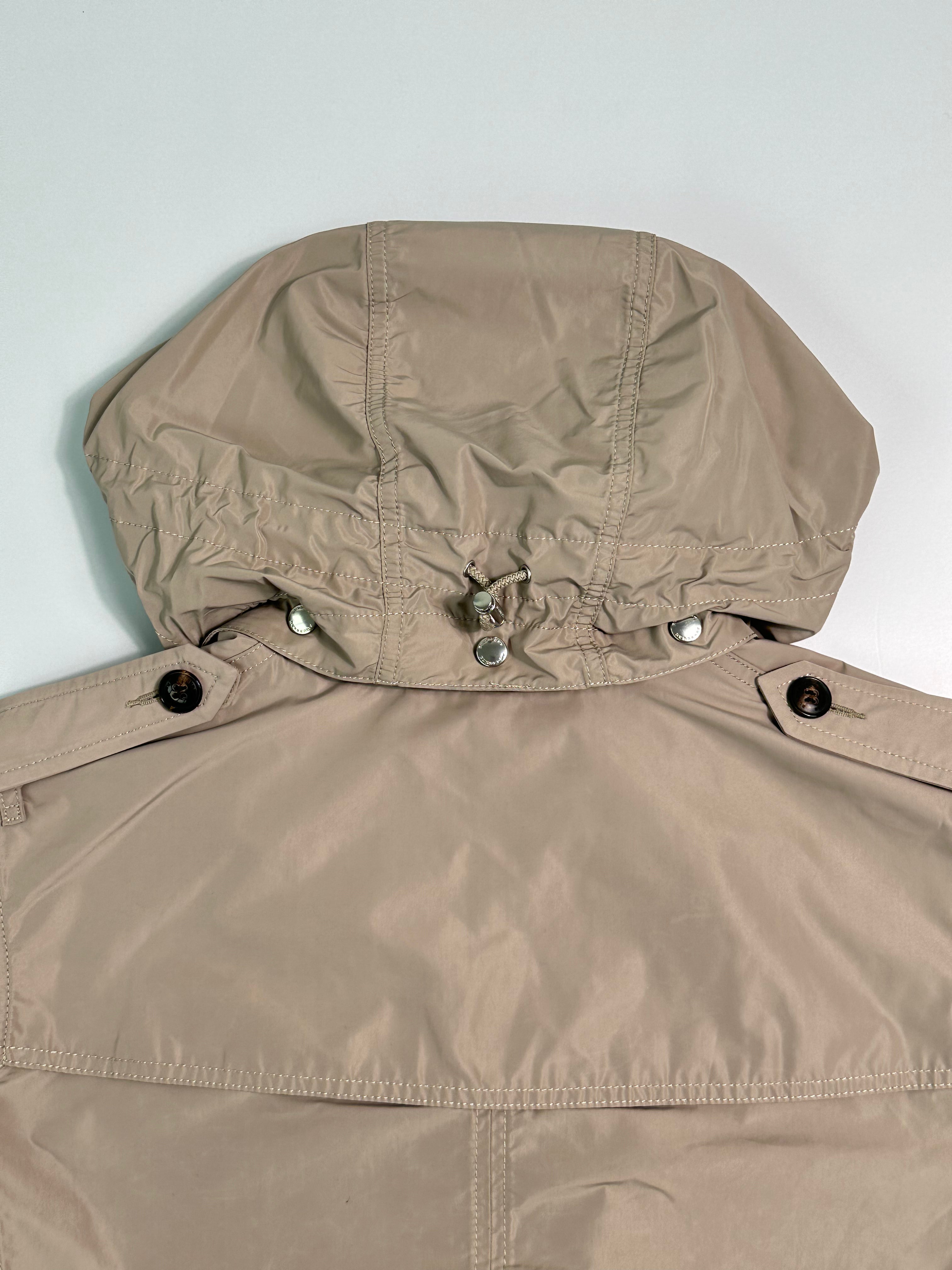 Trench Doppiopetto Beige Con Cappuccio Removibile E Cintura