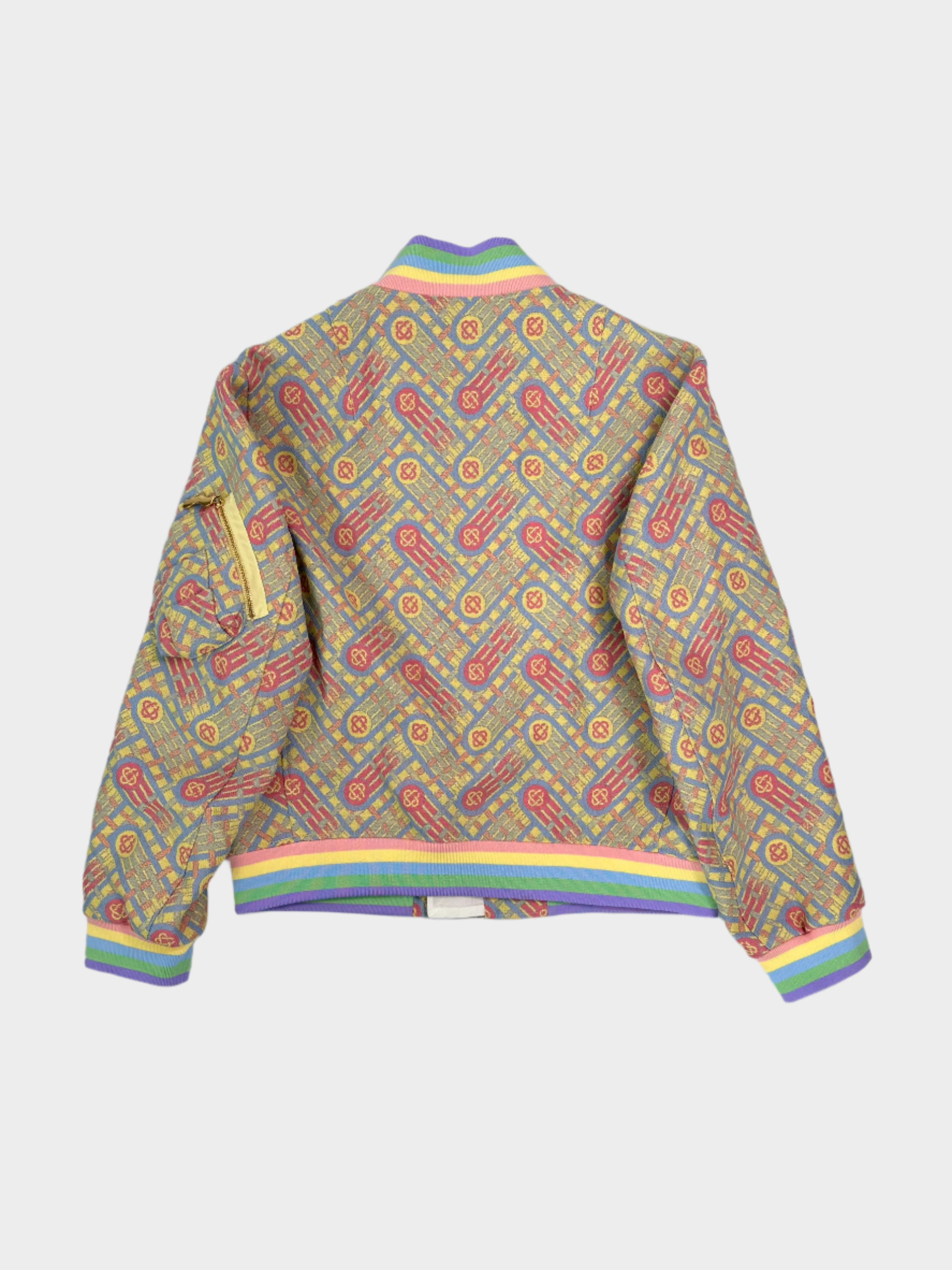 Bomber Jacket With Multicolor Print And Contrasting Finishes