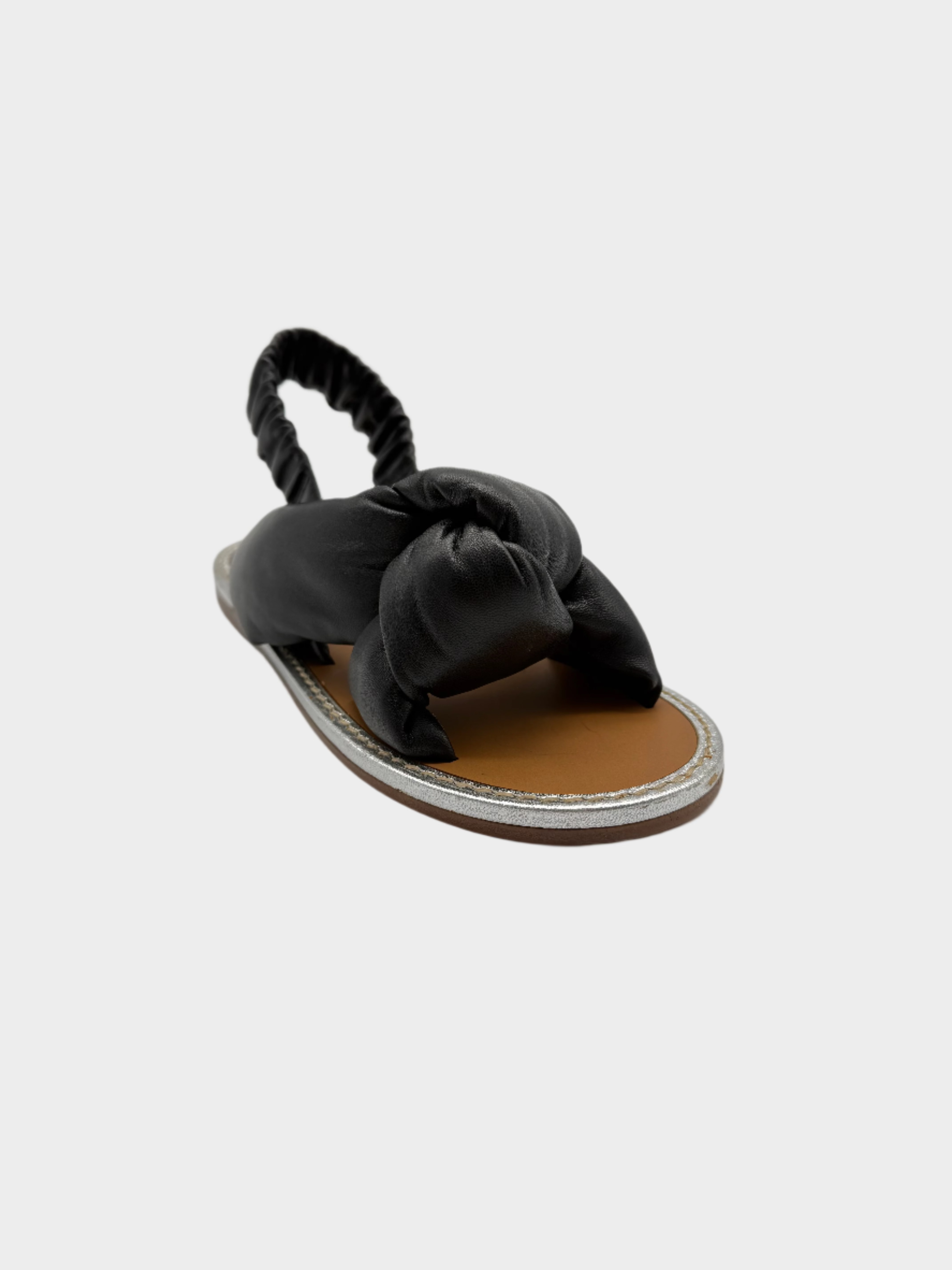Black Leather Sandal With Knot