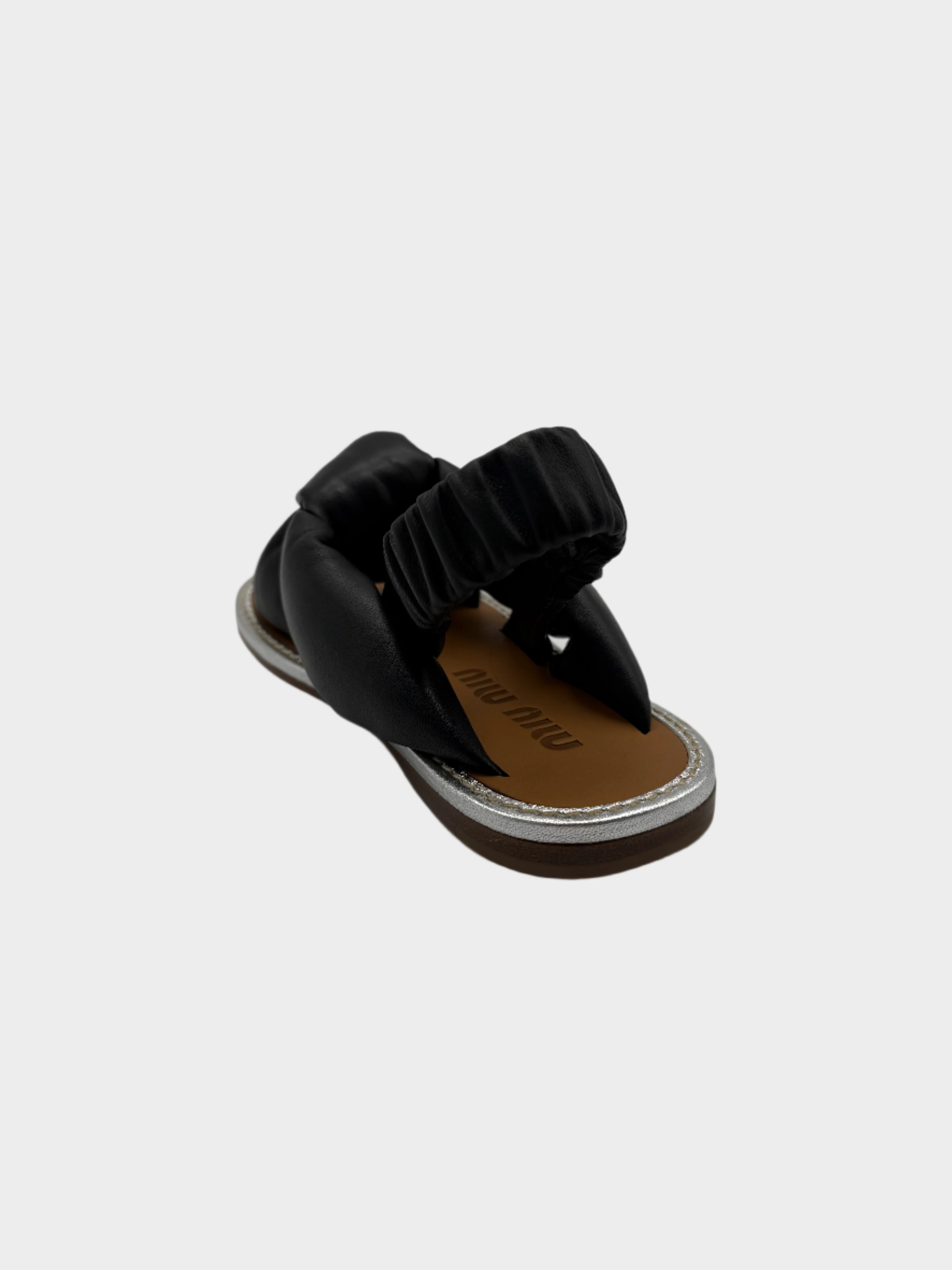 Black Leather Sandal With Knot