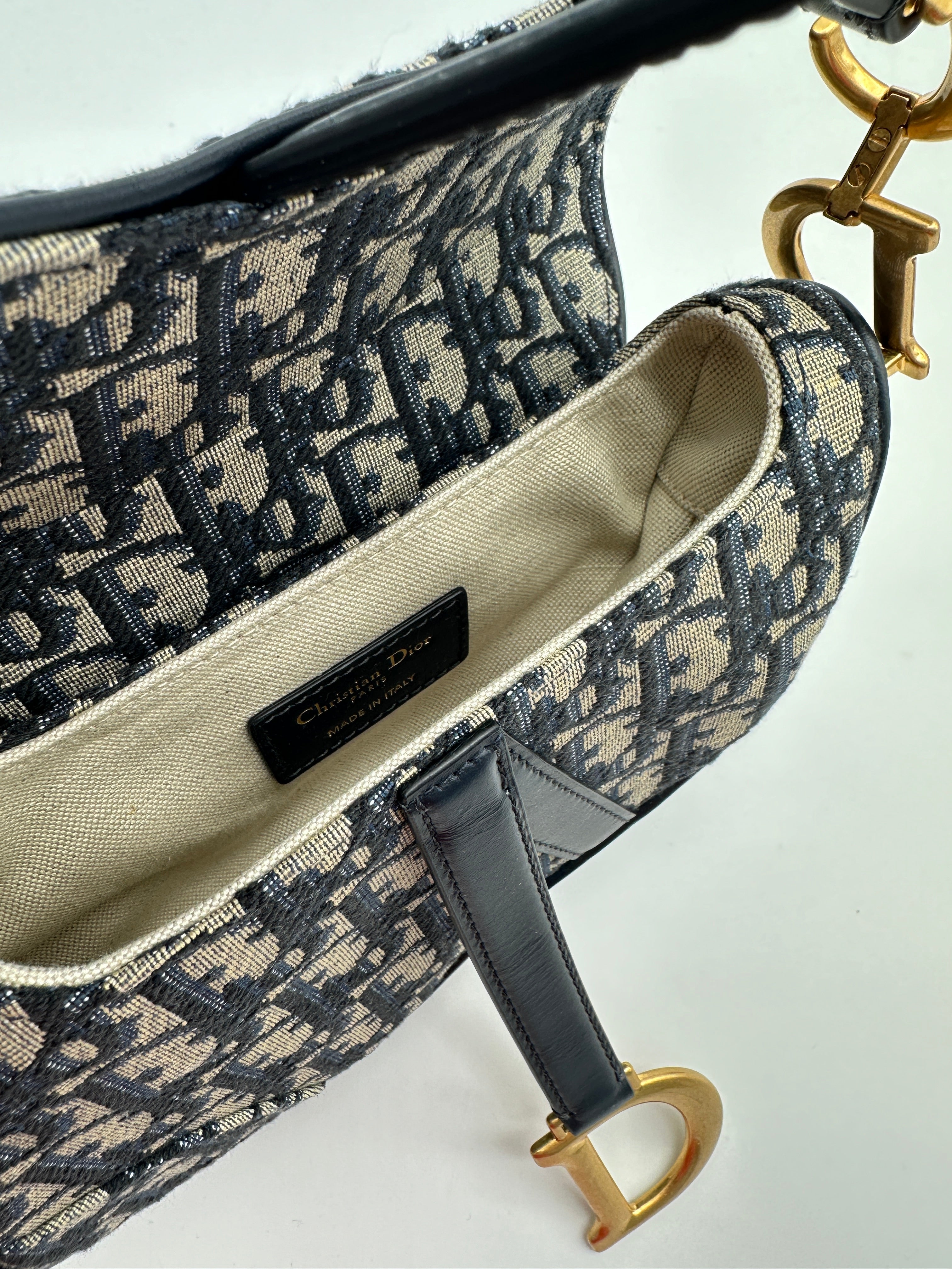 Borsa Saddle Piccola In Jacquard Oblique Blu