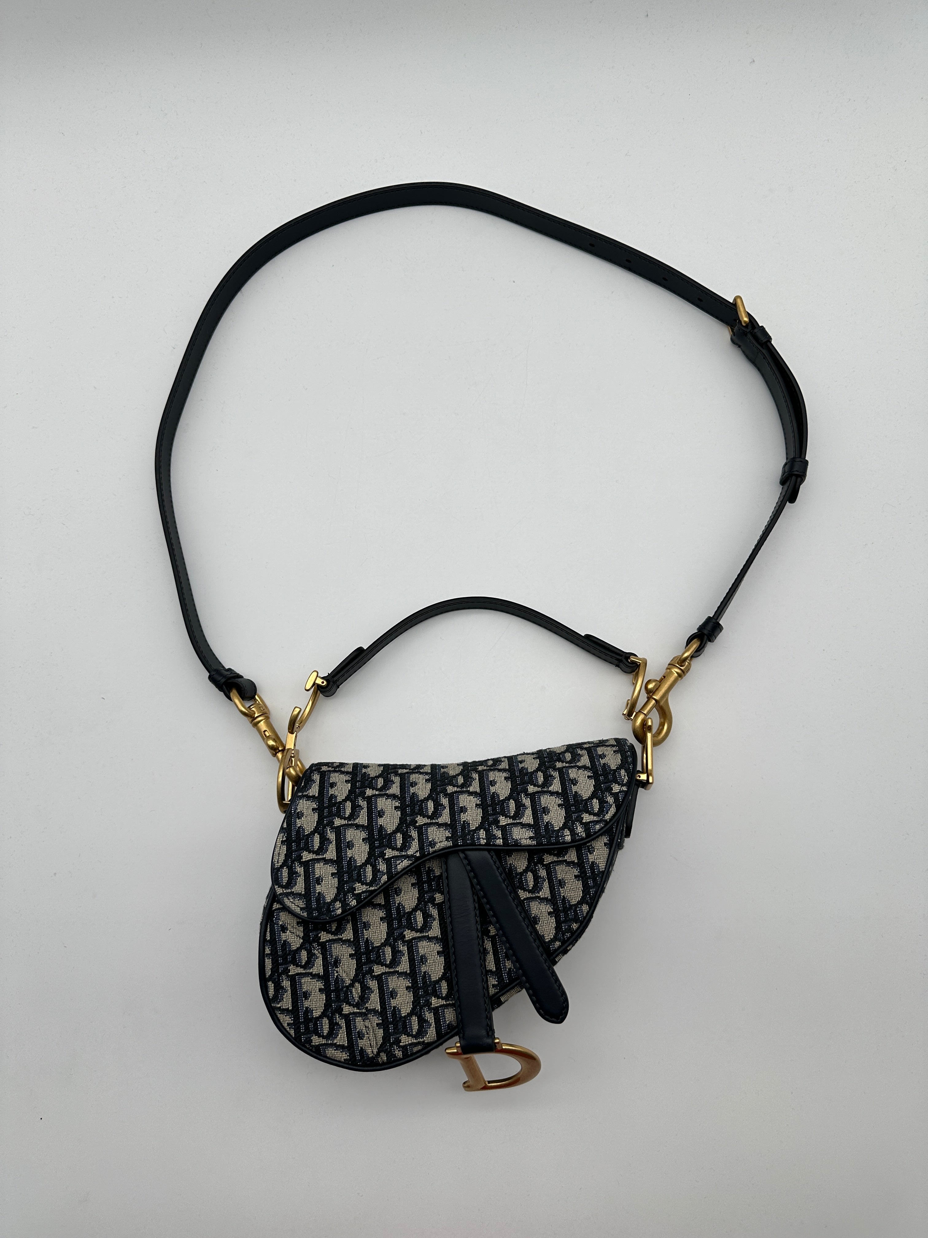 Borsa Saddle Piccola In Jacquard Oblique Blu