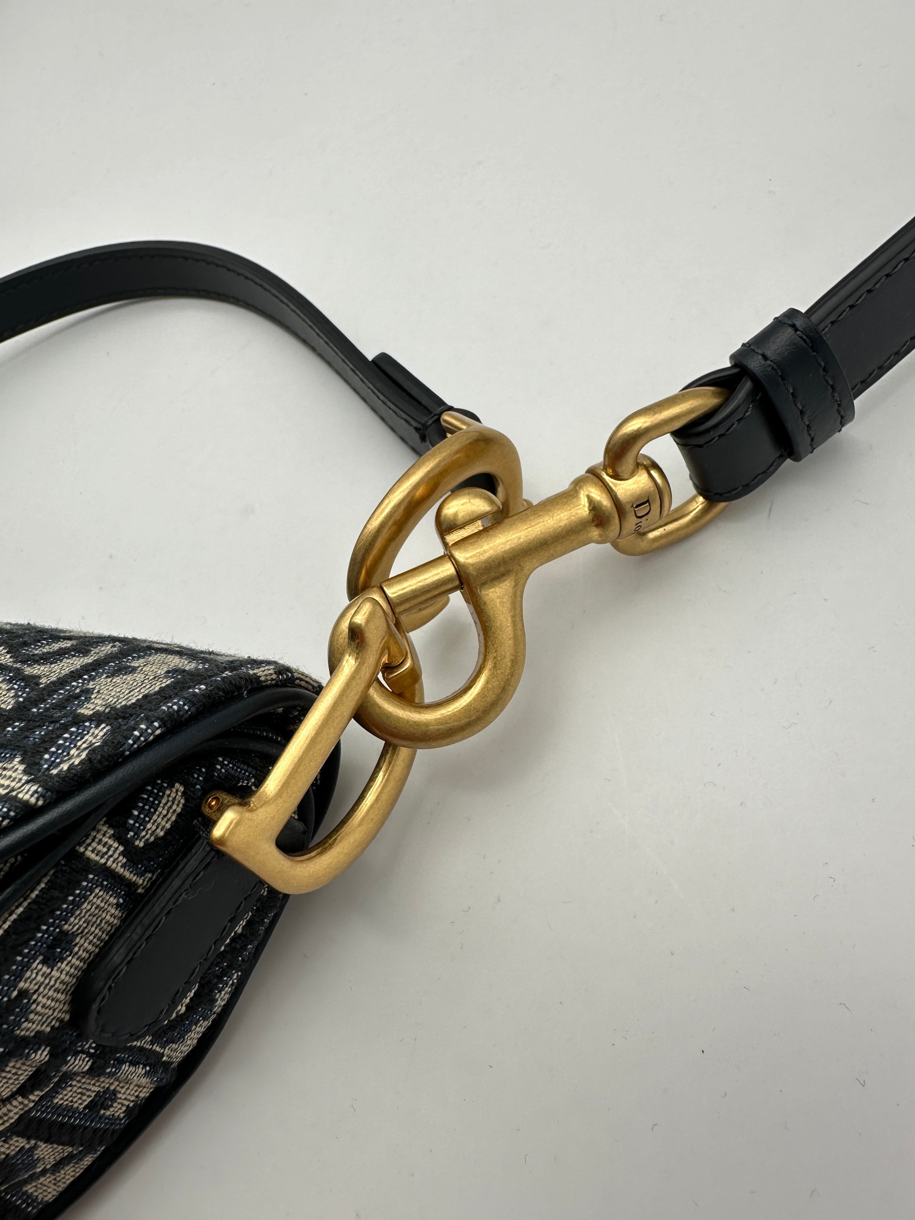 Borsa Saddle Piccola In Jacquard Oblique Blu