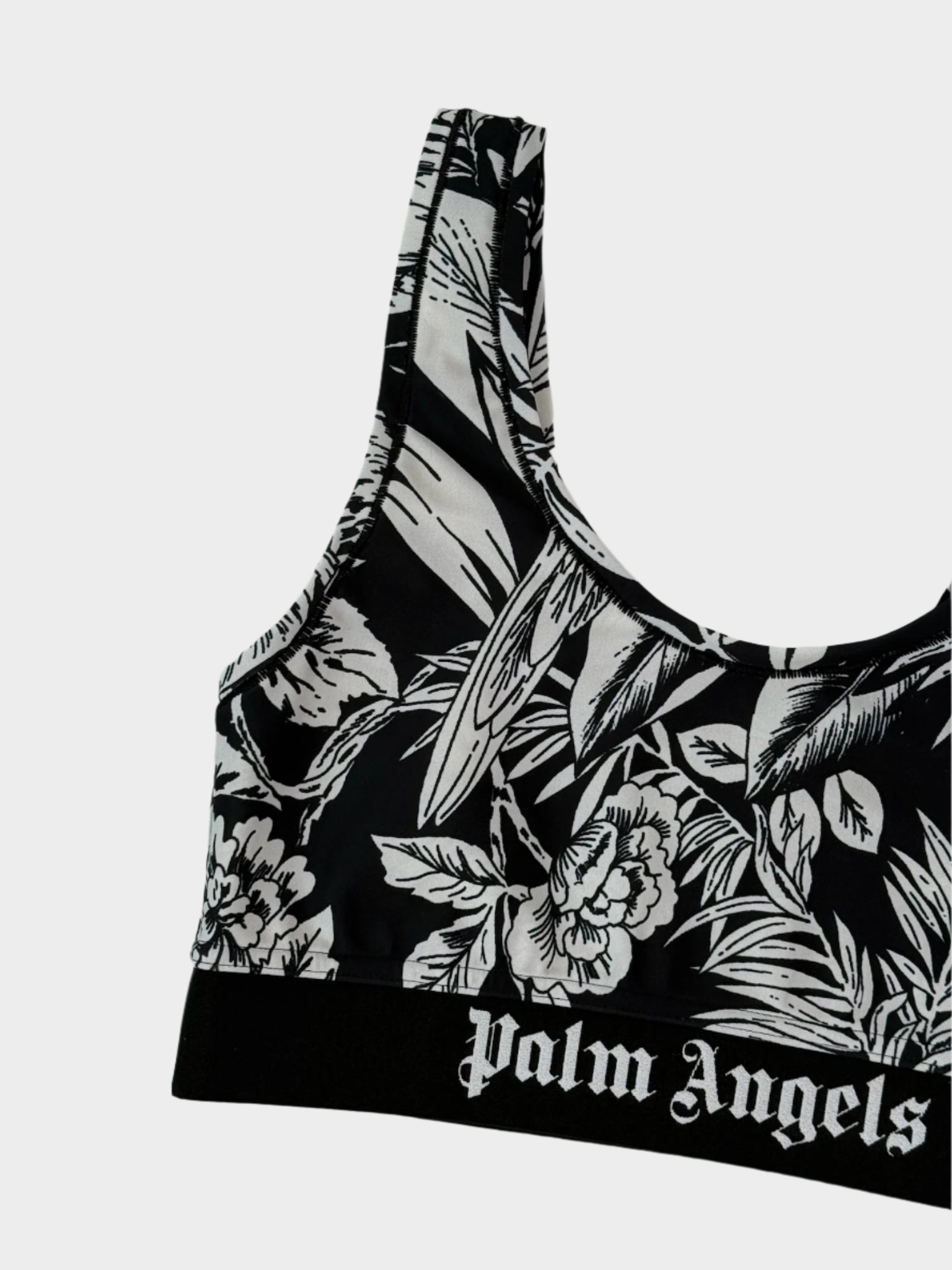 Black Top With White Jungle Print