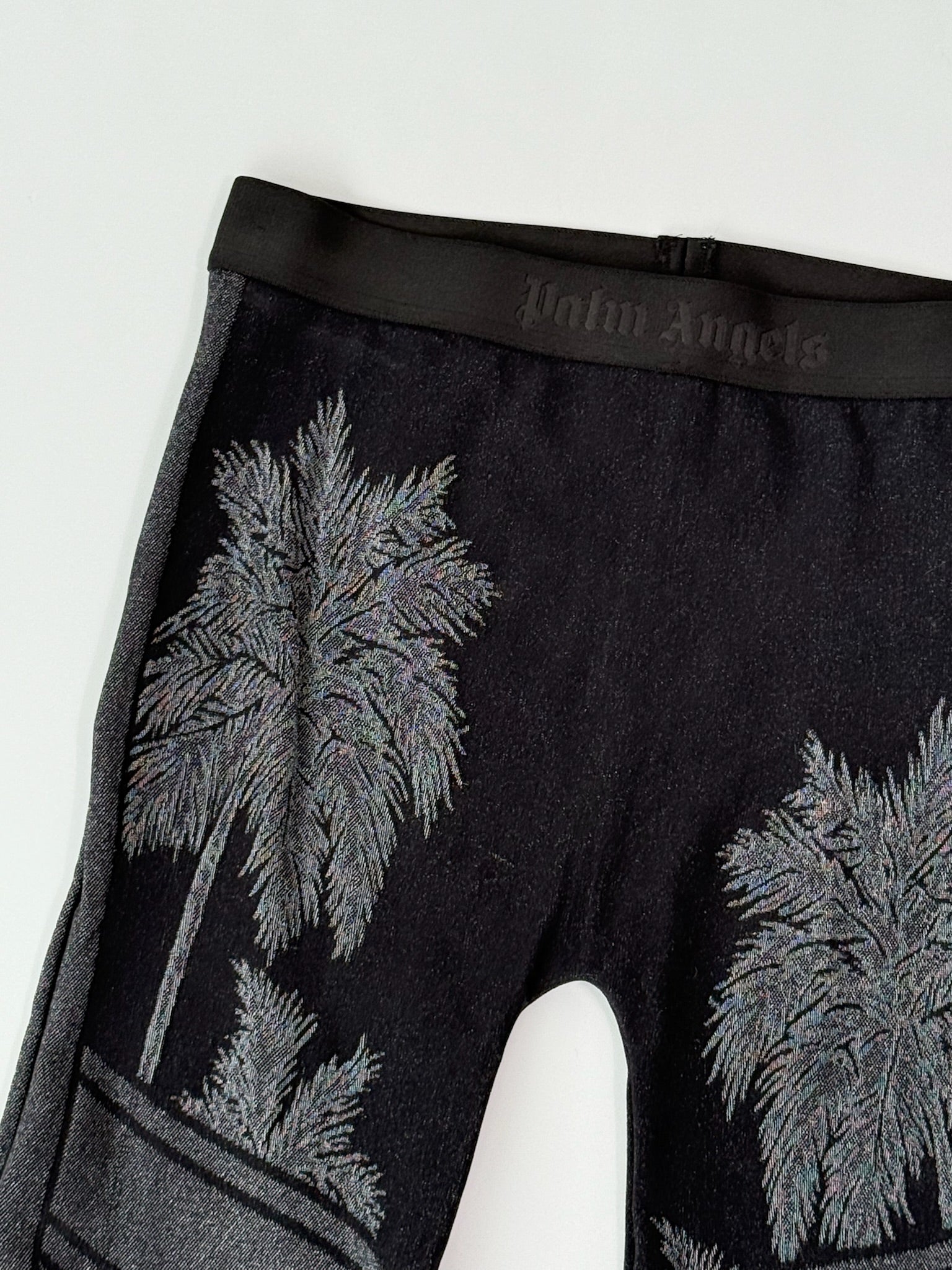 Leggings Neri Con Palme Intarsiate