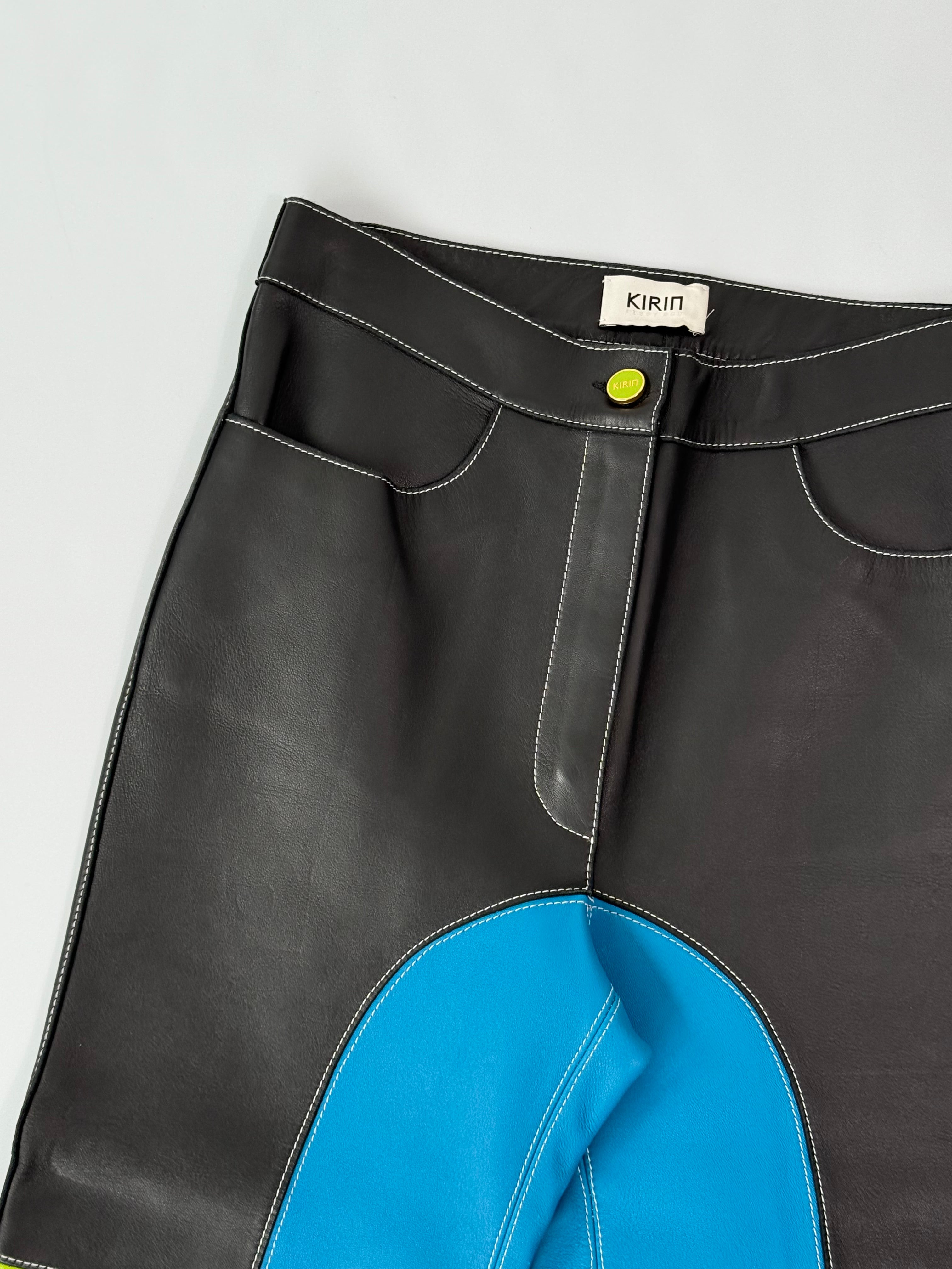 Pantaloni In Pelle Multicolor A Gamba Ampia