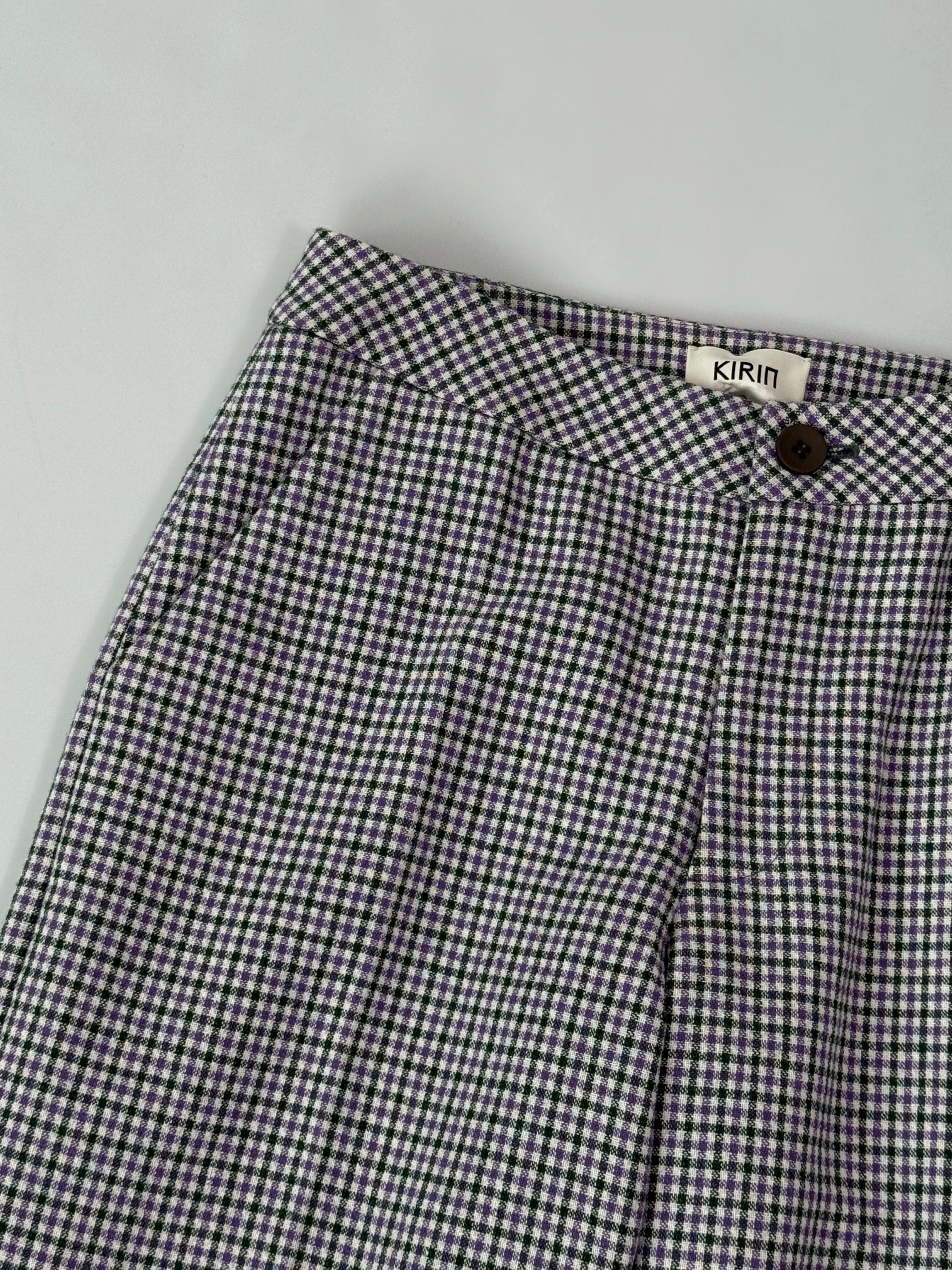 Pantaloni A Quadretti Bianchi E Neri Con Fondo In Velluto Nero