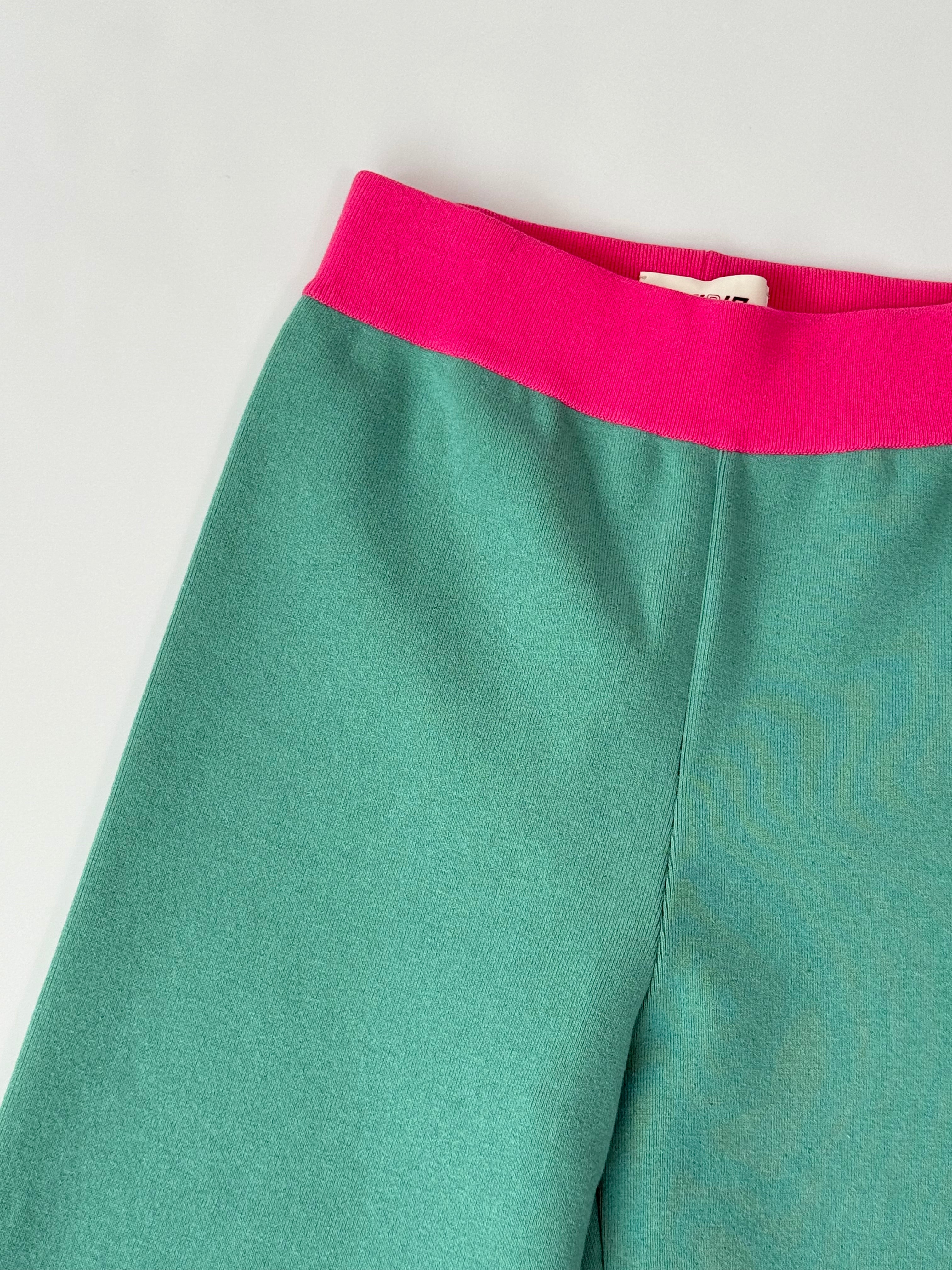 Pantaloni Verdi In Maglia Con Vita Elasticizzata Fucsia