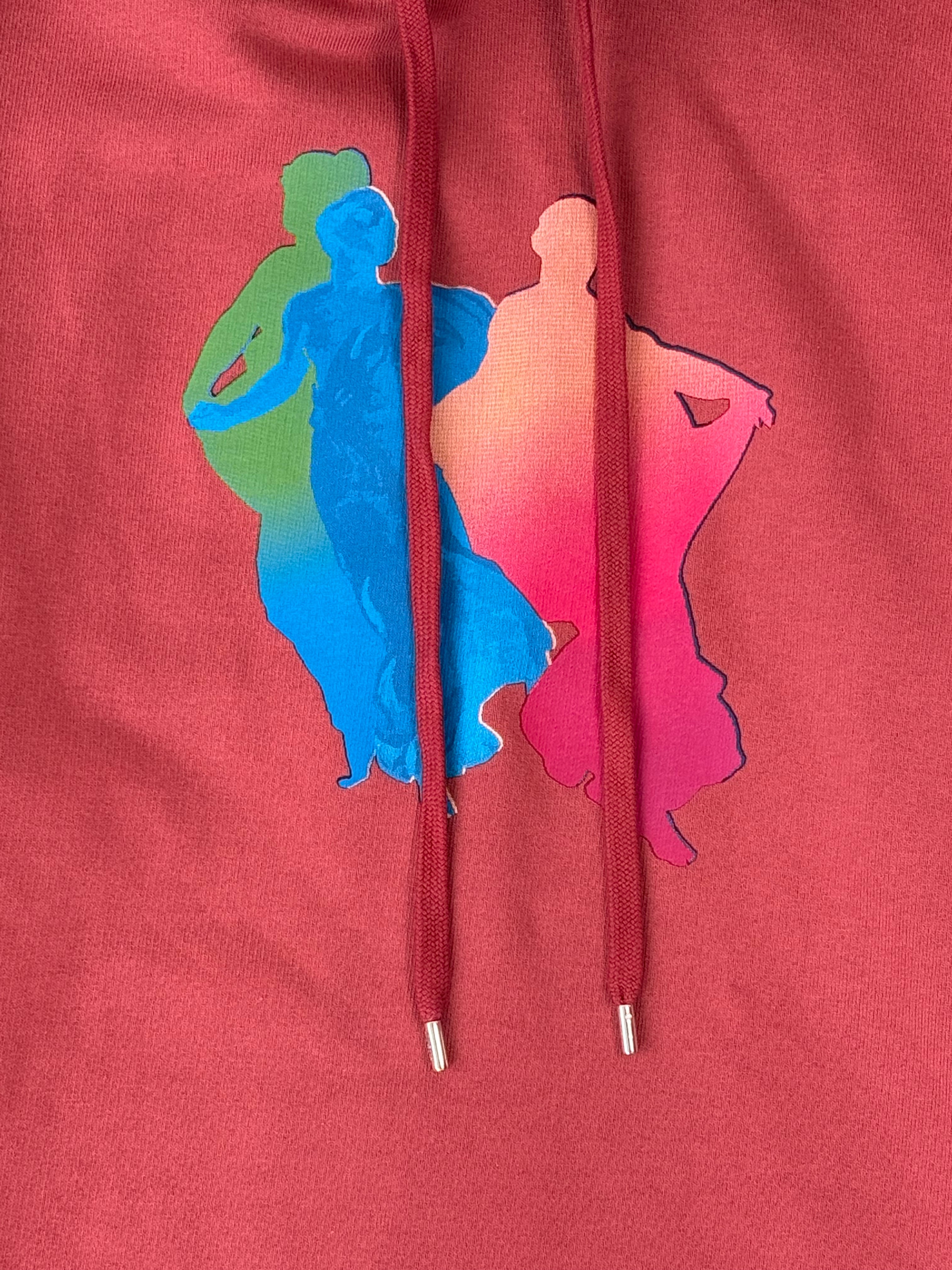 Felpa Mattone Con Cappuccio E Stampa Colorata Muses
