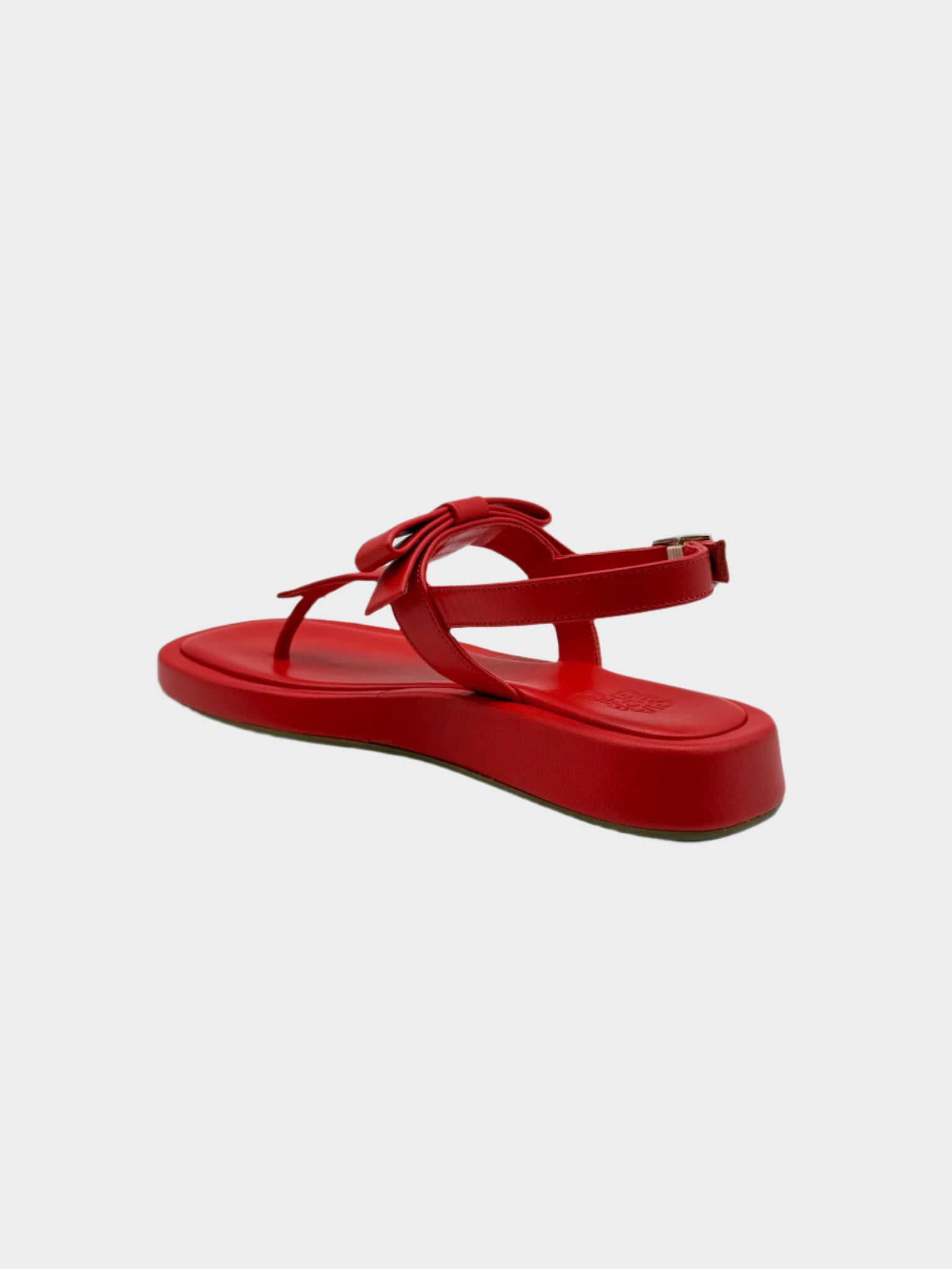 Sandali Rossi In Pelle Con Fiocco