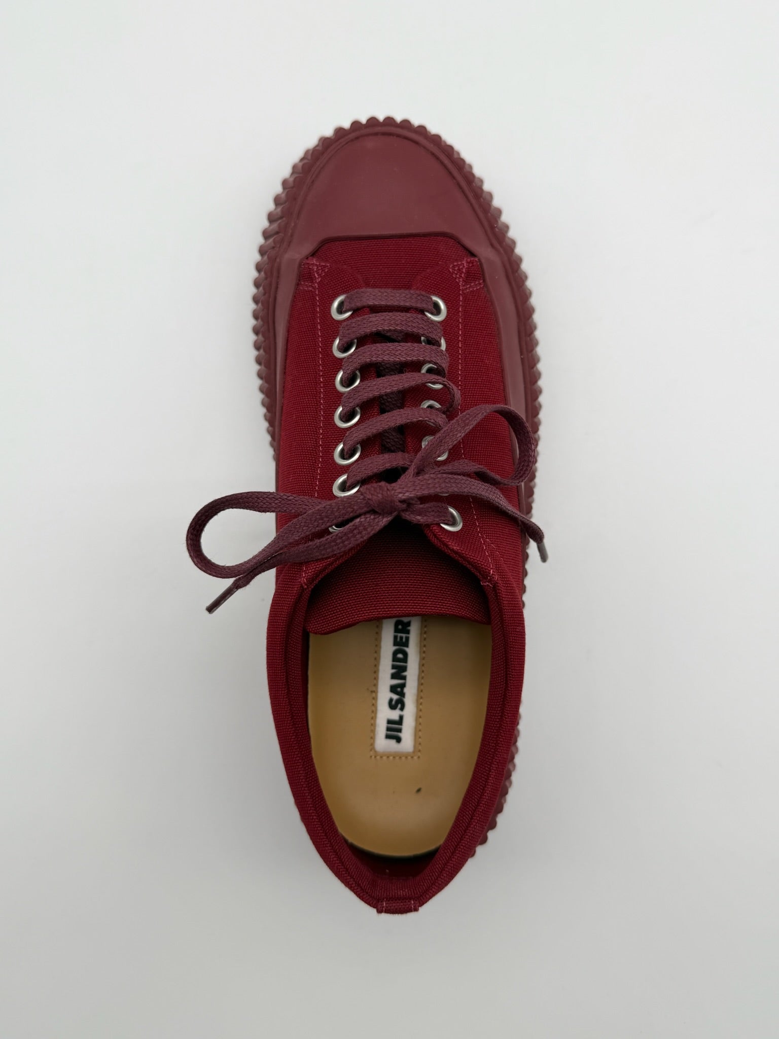 Sneaker Bordeaux In Tela Con Suola Alta