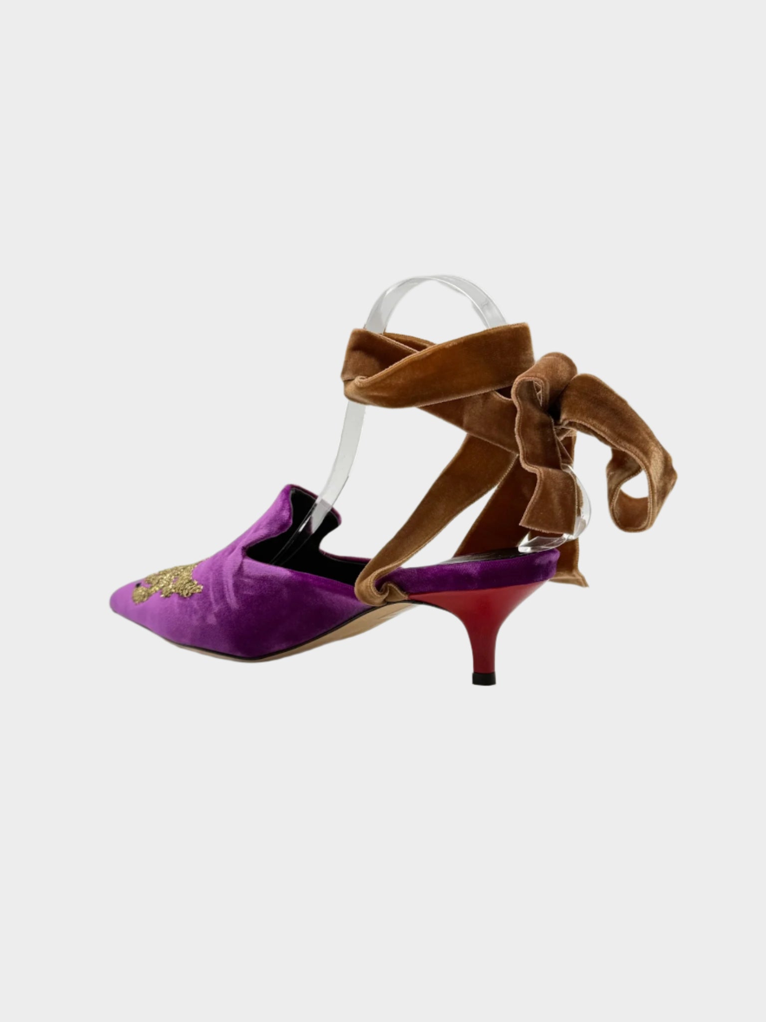Mules Viola In Velluto Con Ricamo