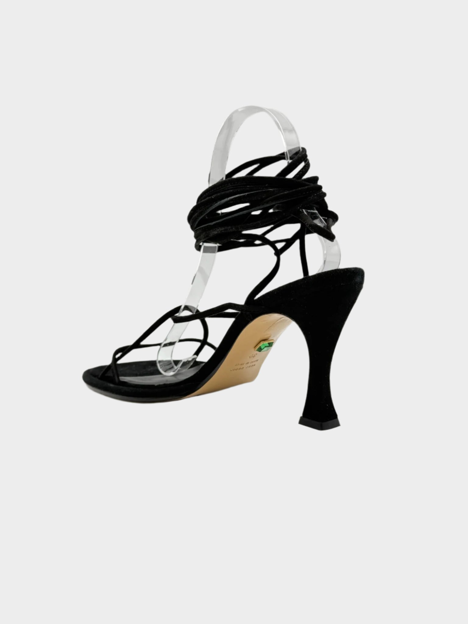 Sandali neri in suede con lacci