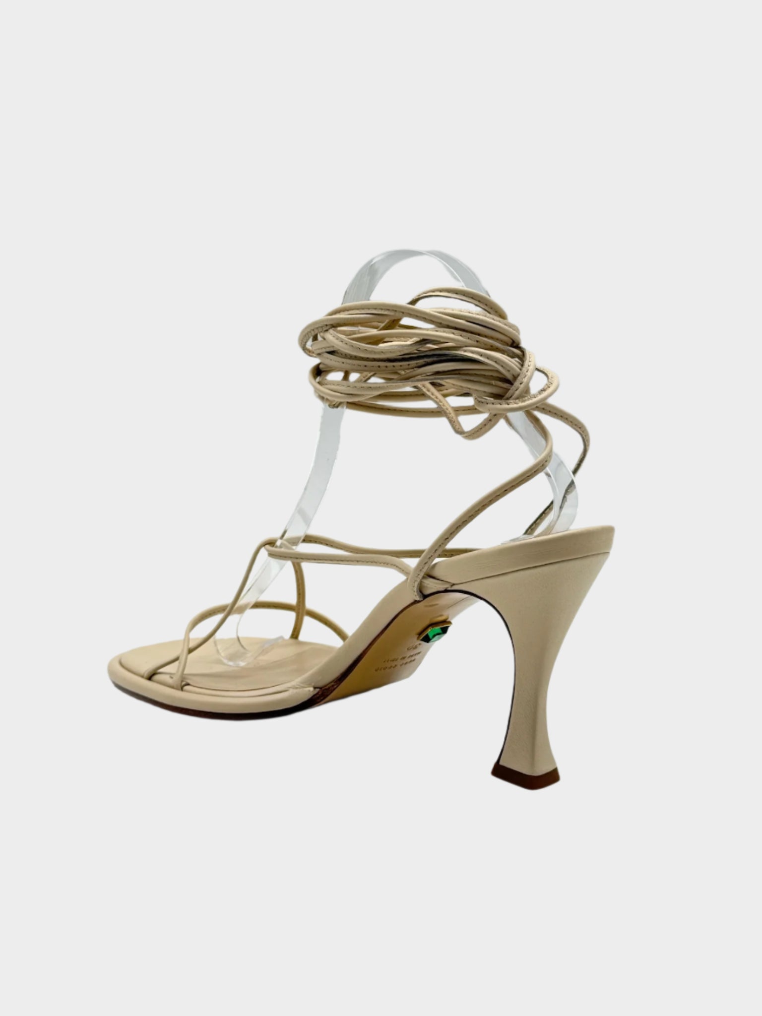 Sandali Biege In Pelle Con Lacci