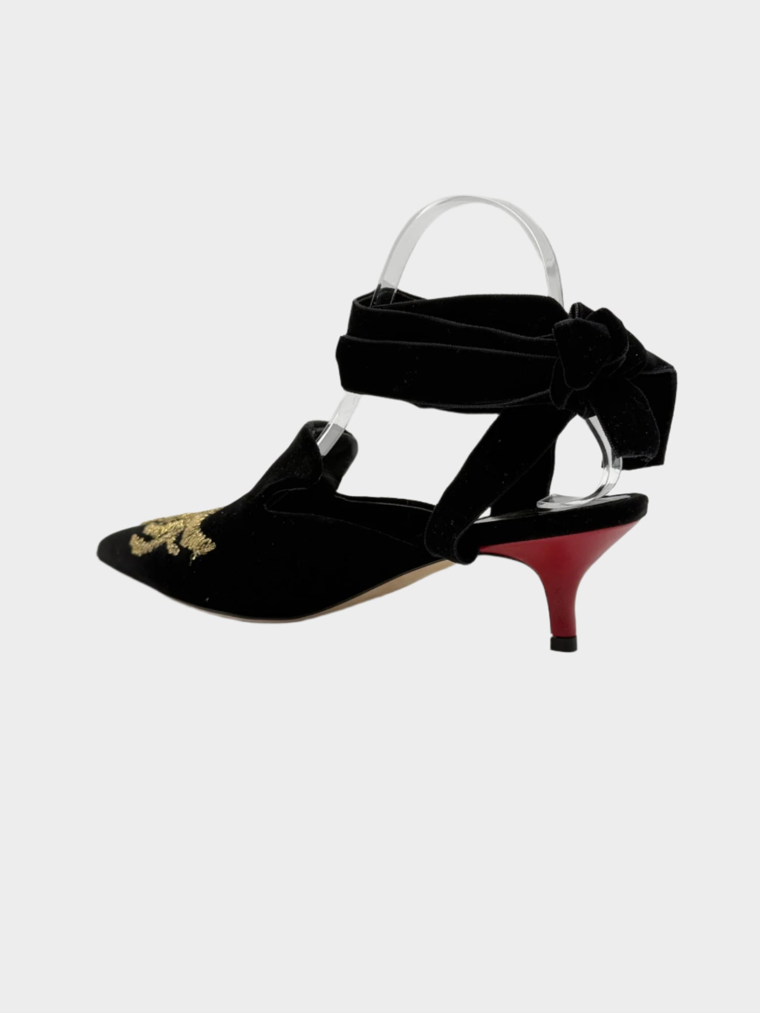 Mules Nere In Velluto Con Ricamo