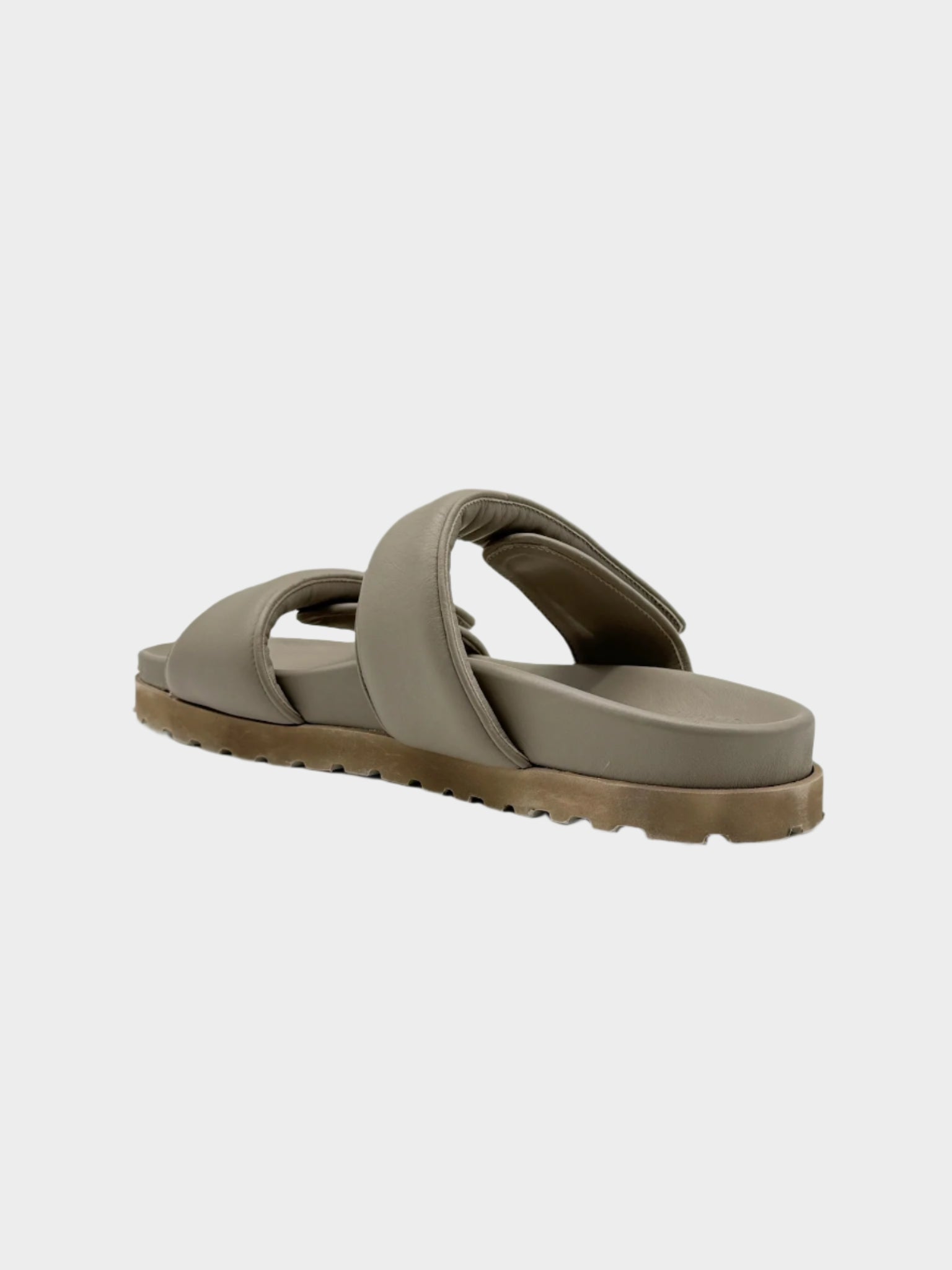 Grey Leather Sandals With Double Strap