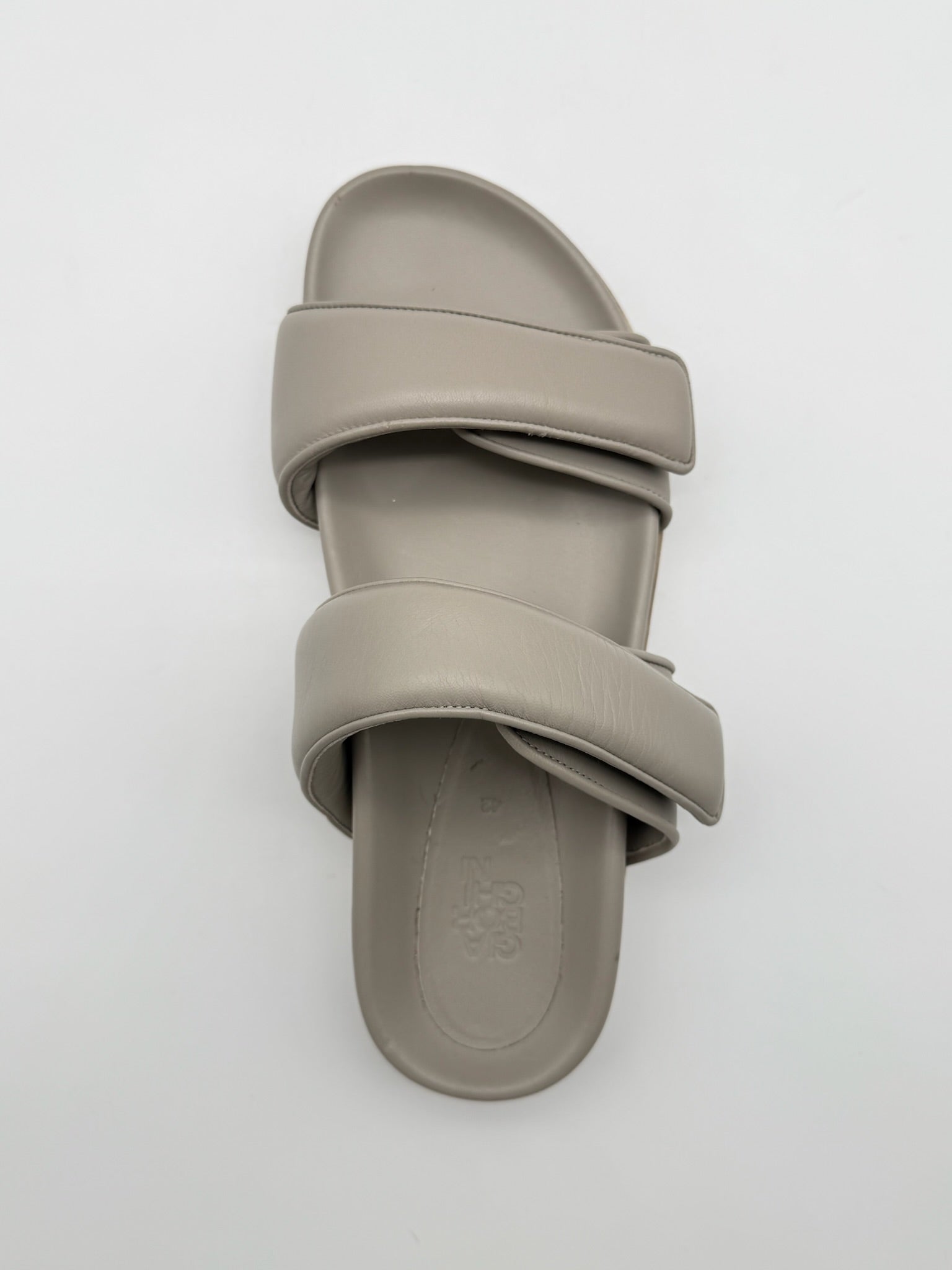 Grey Leather Sandals With Double Strap