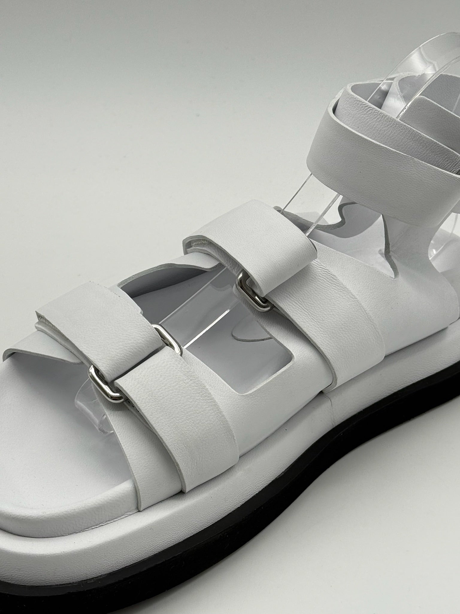 White Sandals With Removable Leather Sock