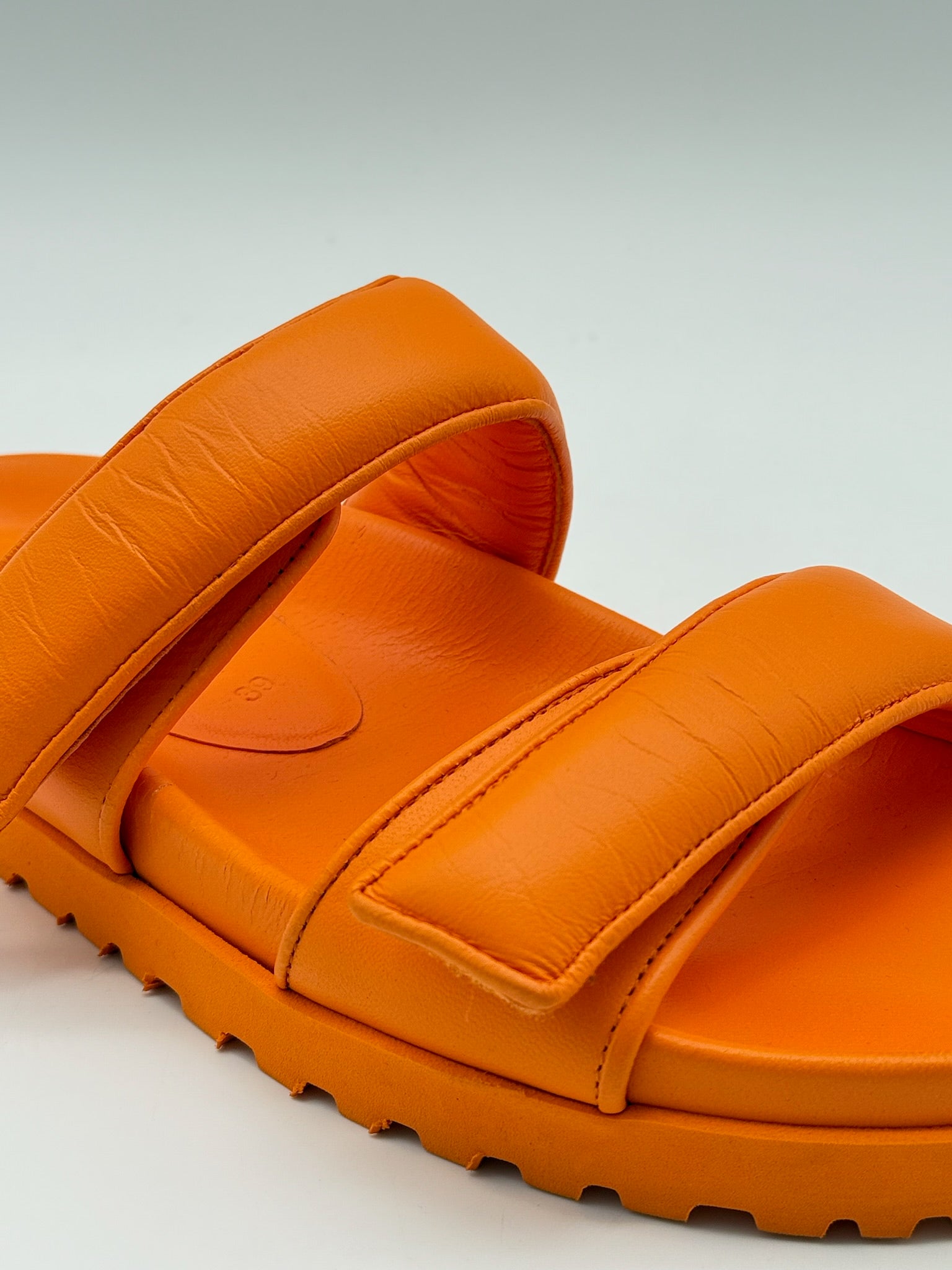 Orange Leather Sandals with Double Strap