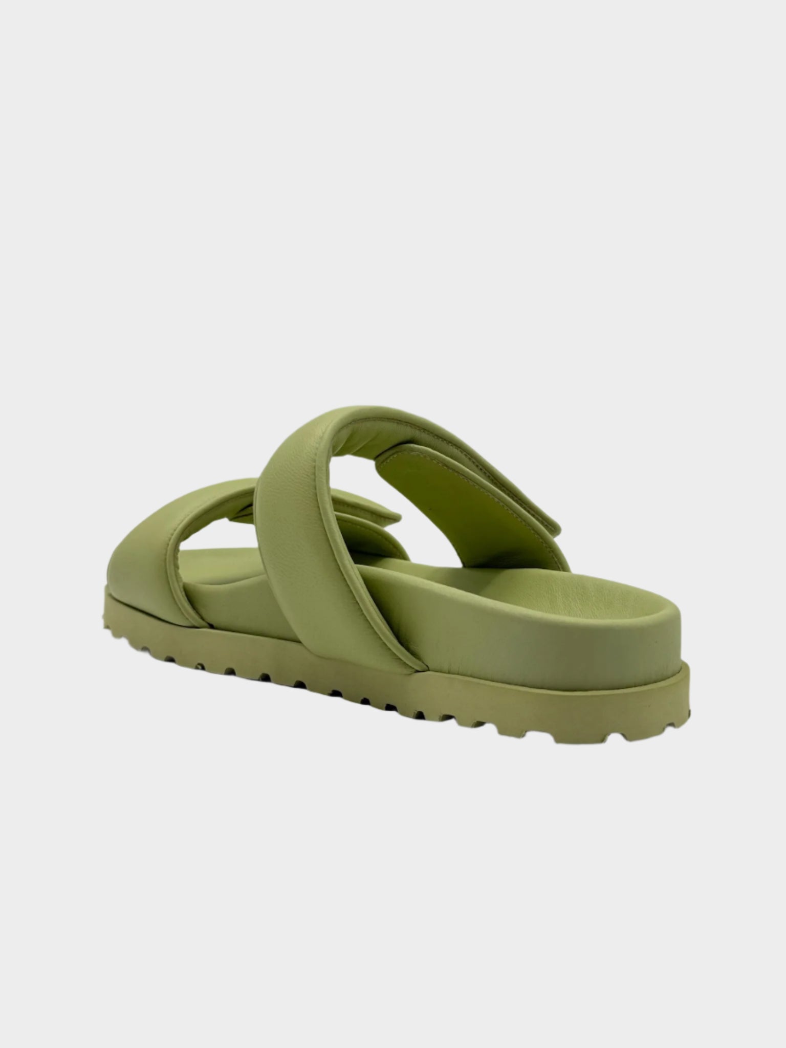 Green Leather Sandals With Double Strap
