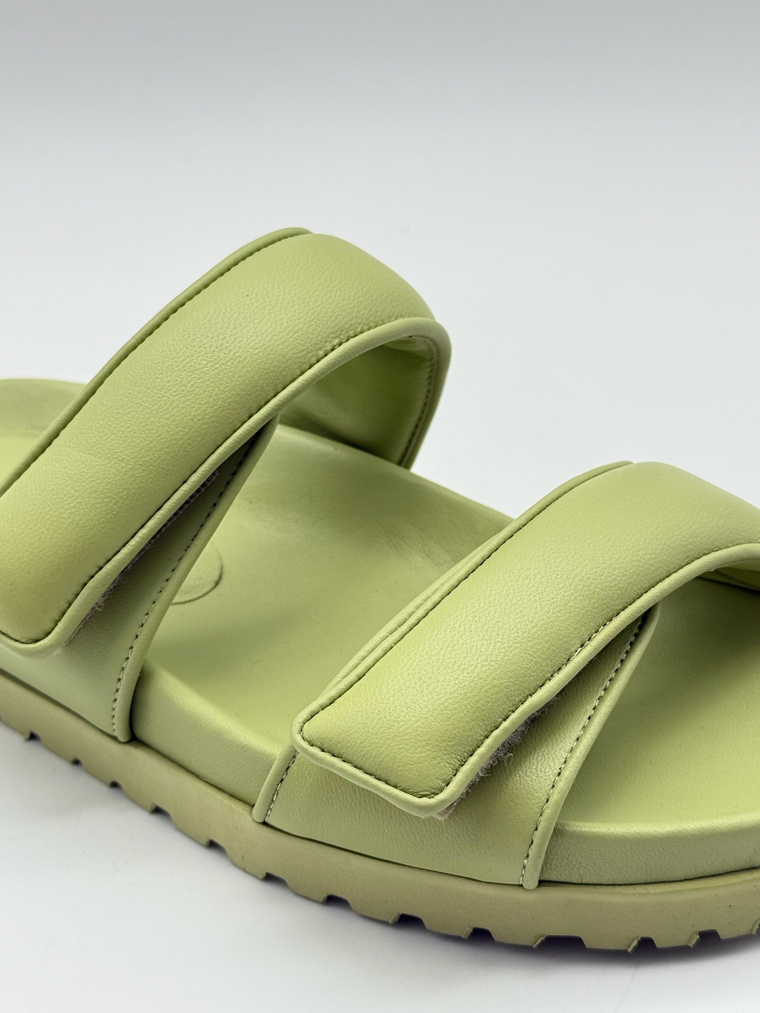 Green Leather Sandals With Double Strap
