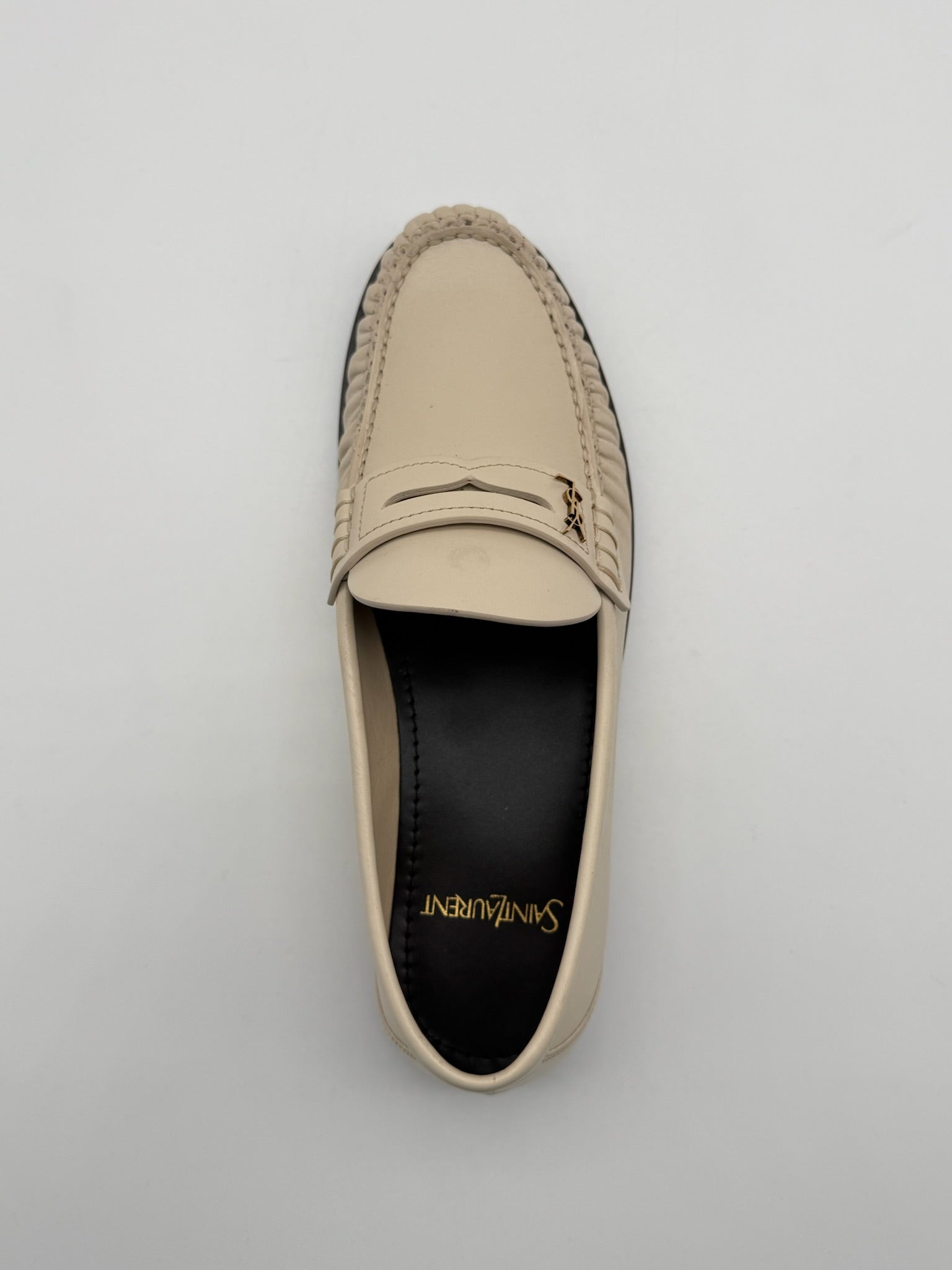 Mocassini Panna In Pelle Con Logo YSL