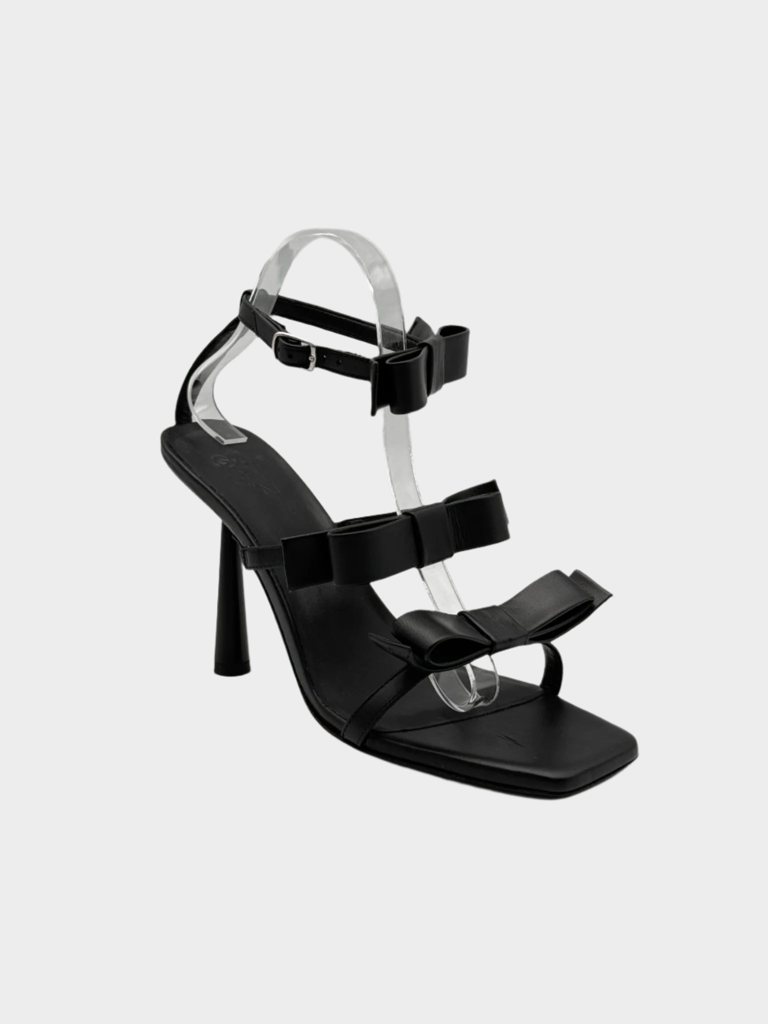 Sandali Neri Con Fiocchi In Pelle