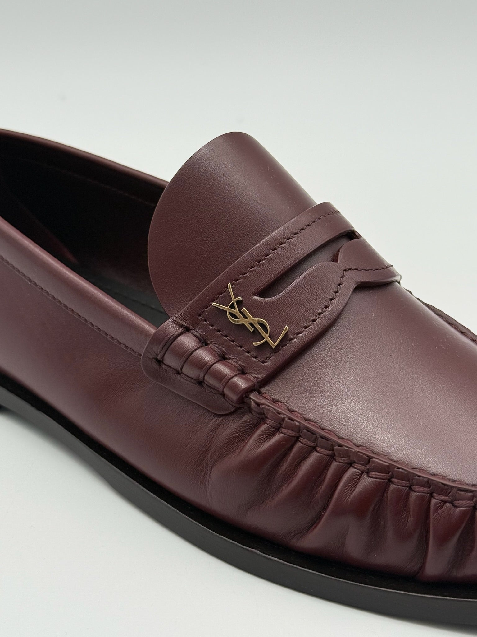 Mocassini Bordeaux In Pelle Con Logo YSL