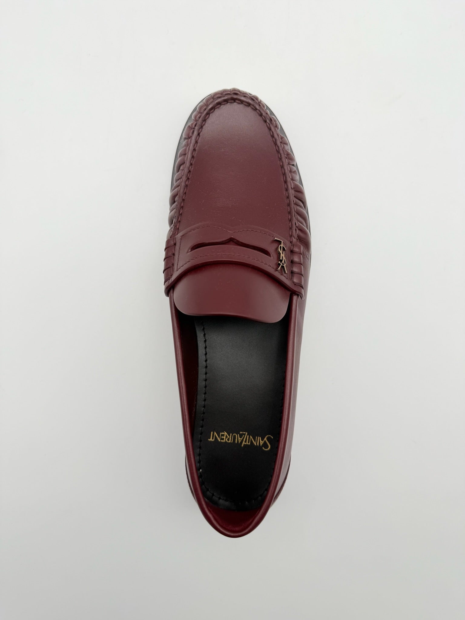 Mocassini Bordeaux In Pelle Con Logo YSL