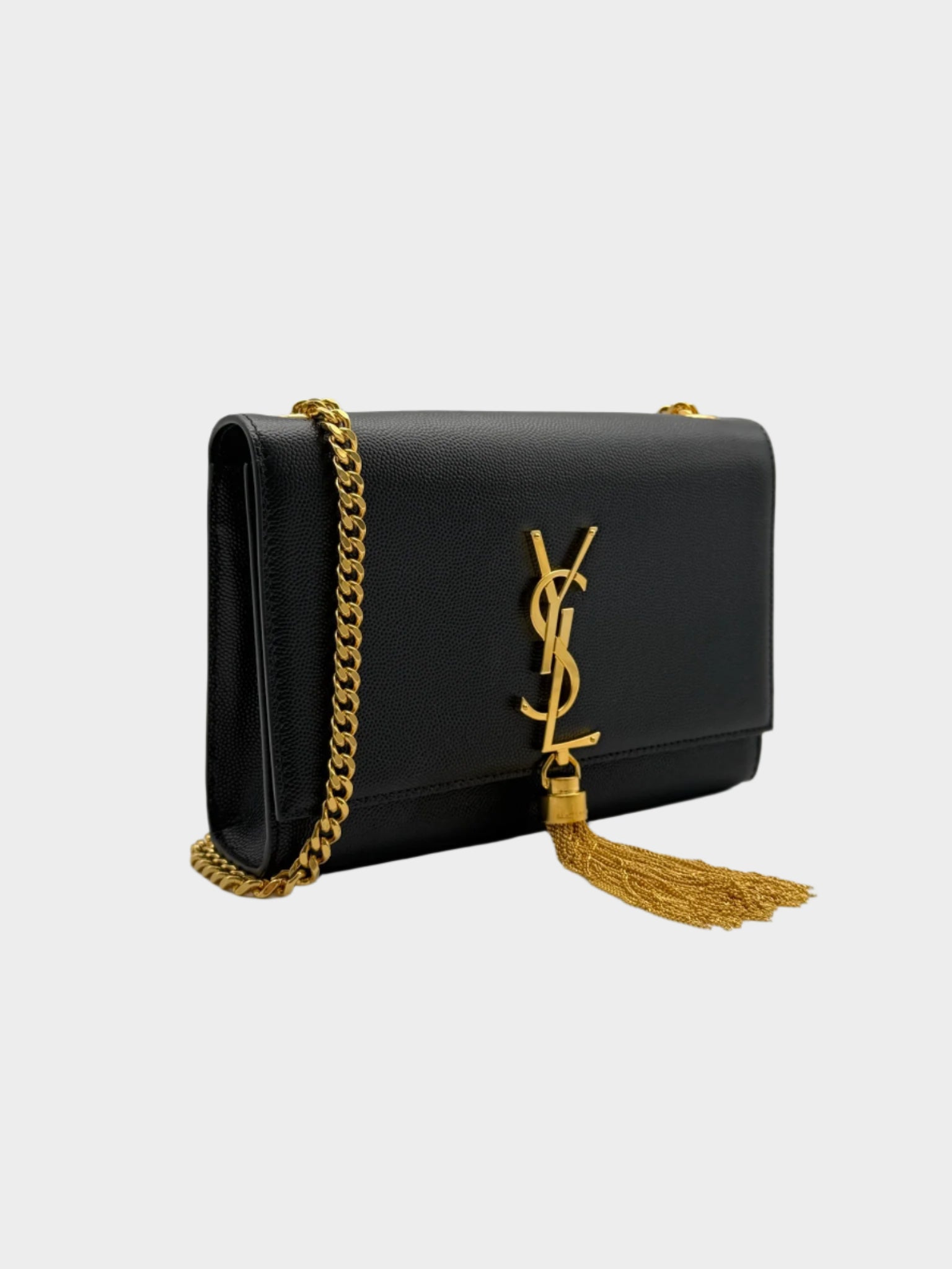 Borsa Nera Con Tracolla E Nappina Dorata