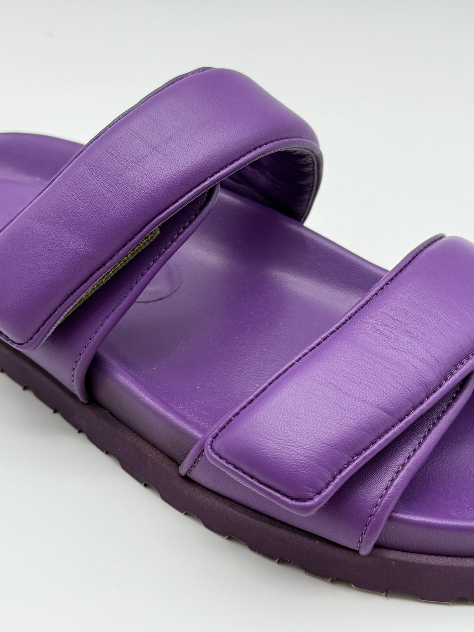 Purple Leather Sandals With Double Strap