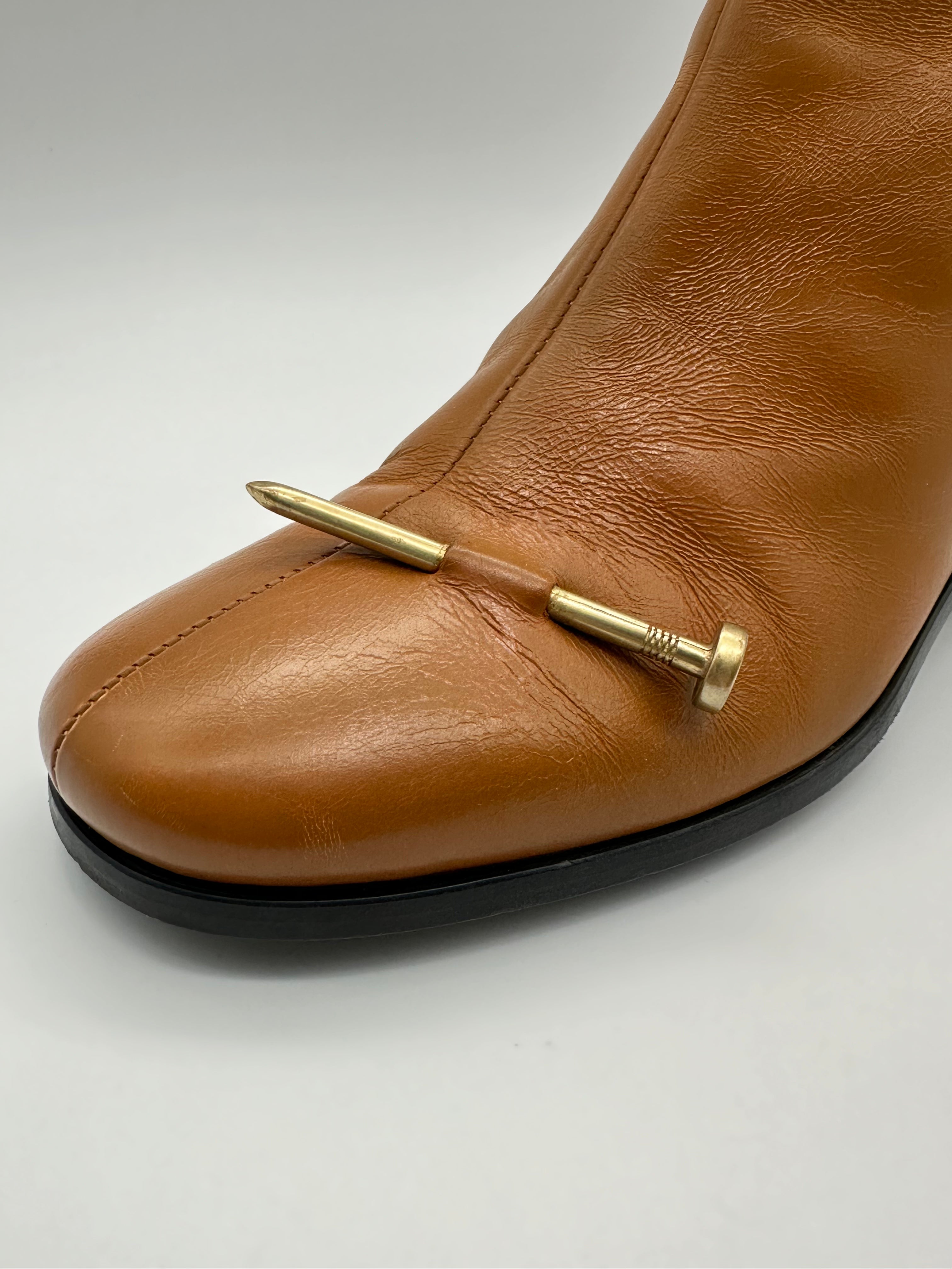 Leather Ankle Boots With Brooch