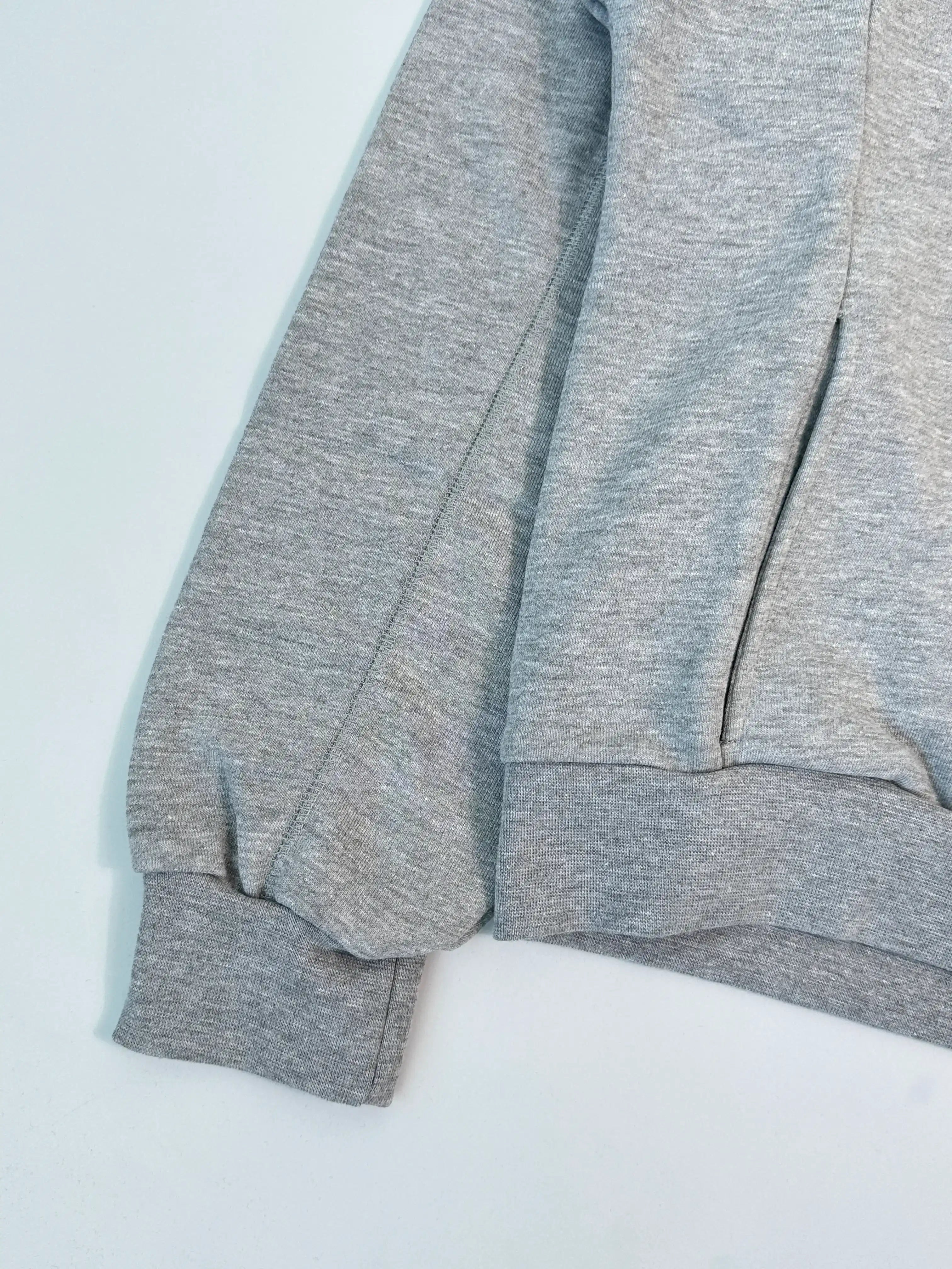 Felpa Grigio Melange Raglan Con Cappuccio E Logo Stampato