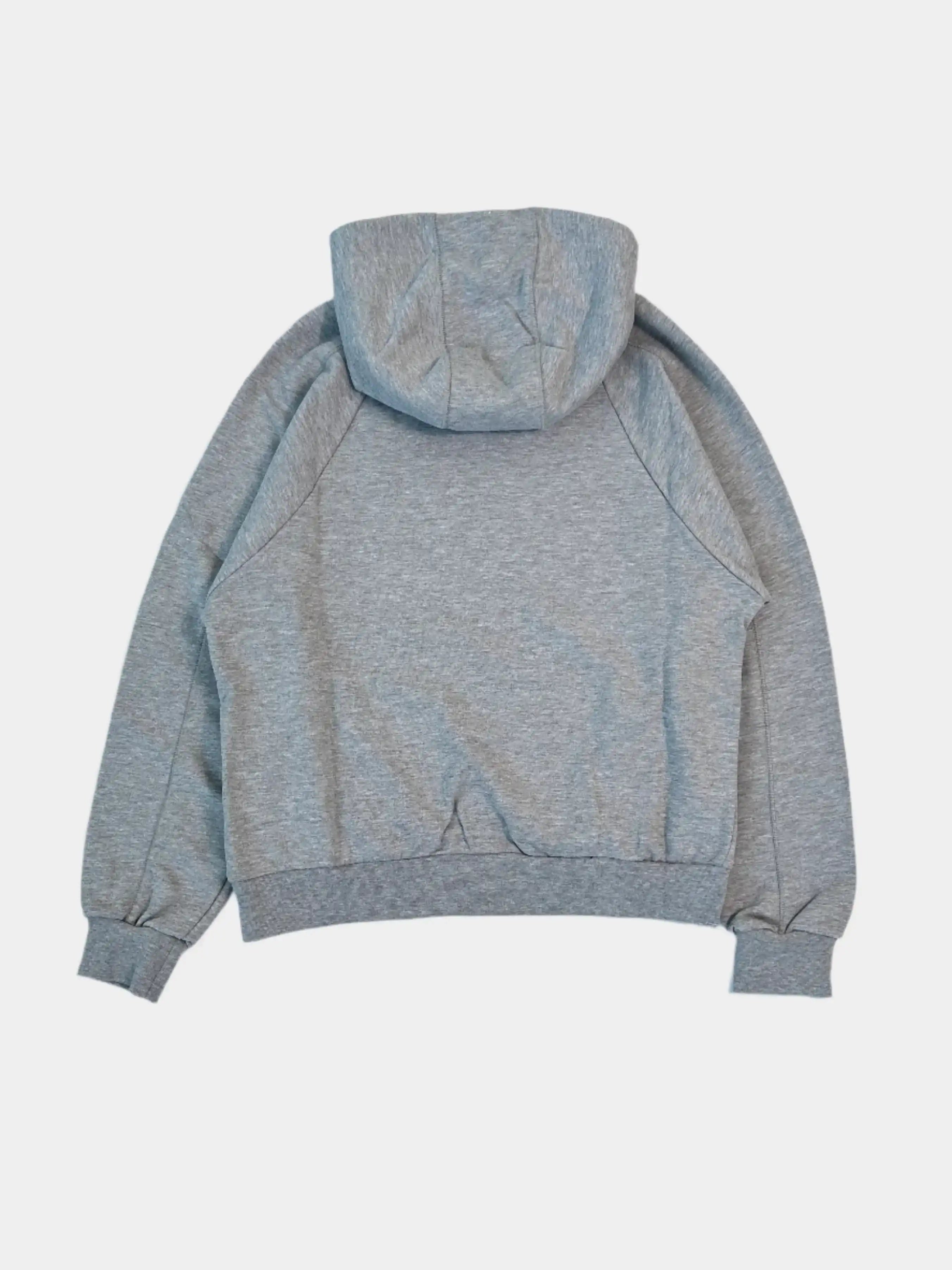 Felpa Grigio Melange Raglan Con Cappuccio E Logo Stampato