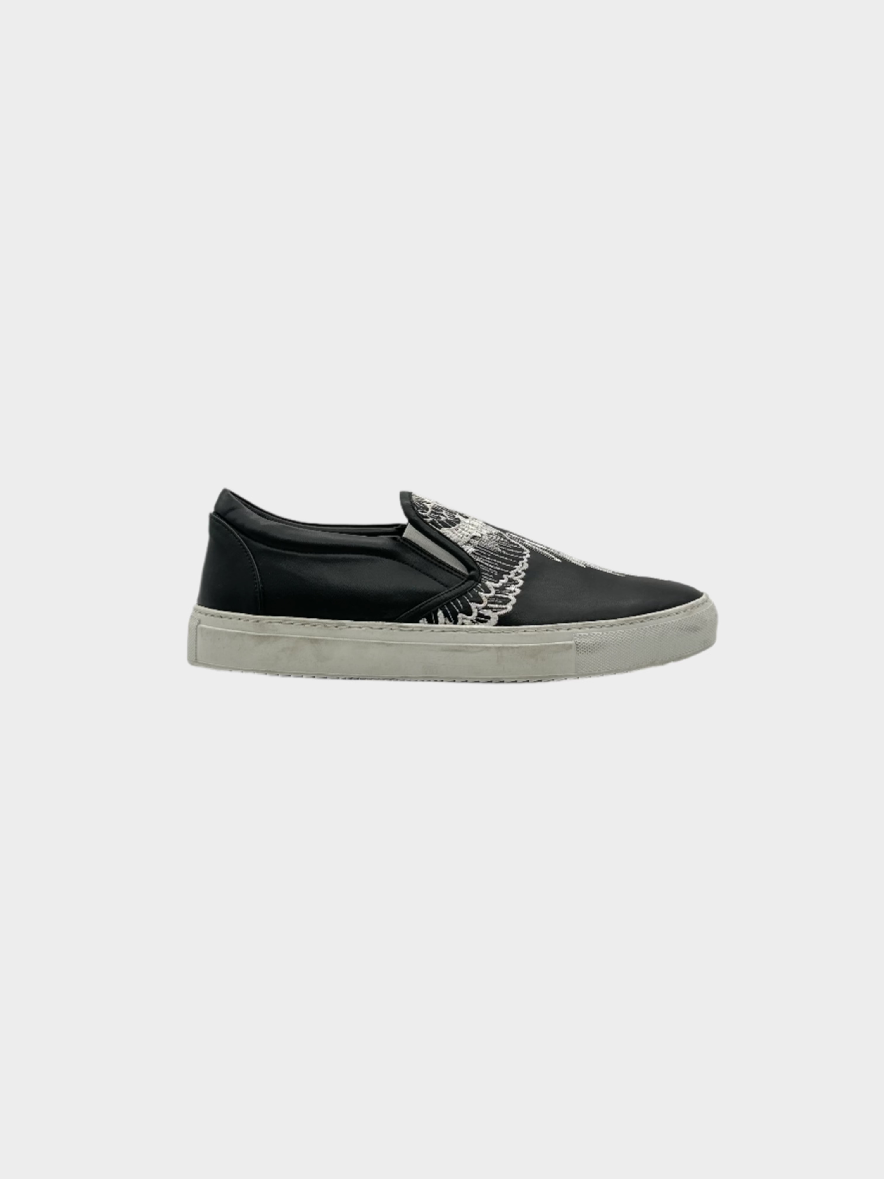 Leather Embroidered Slide-on Sneakers