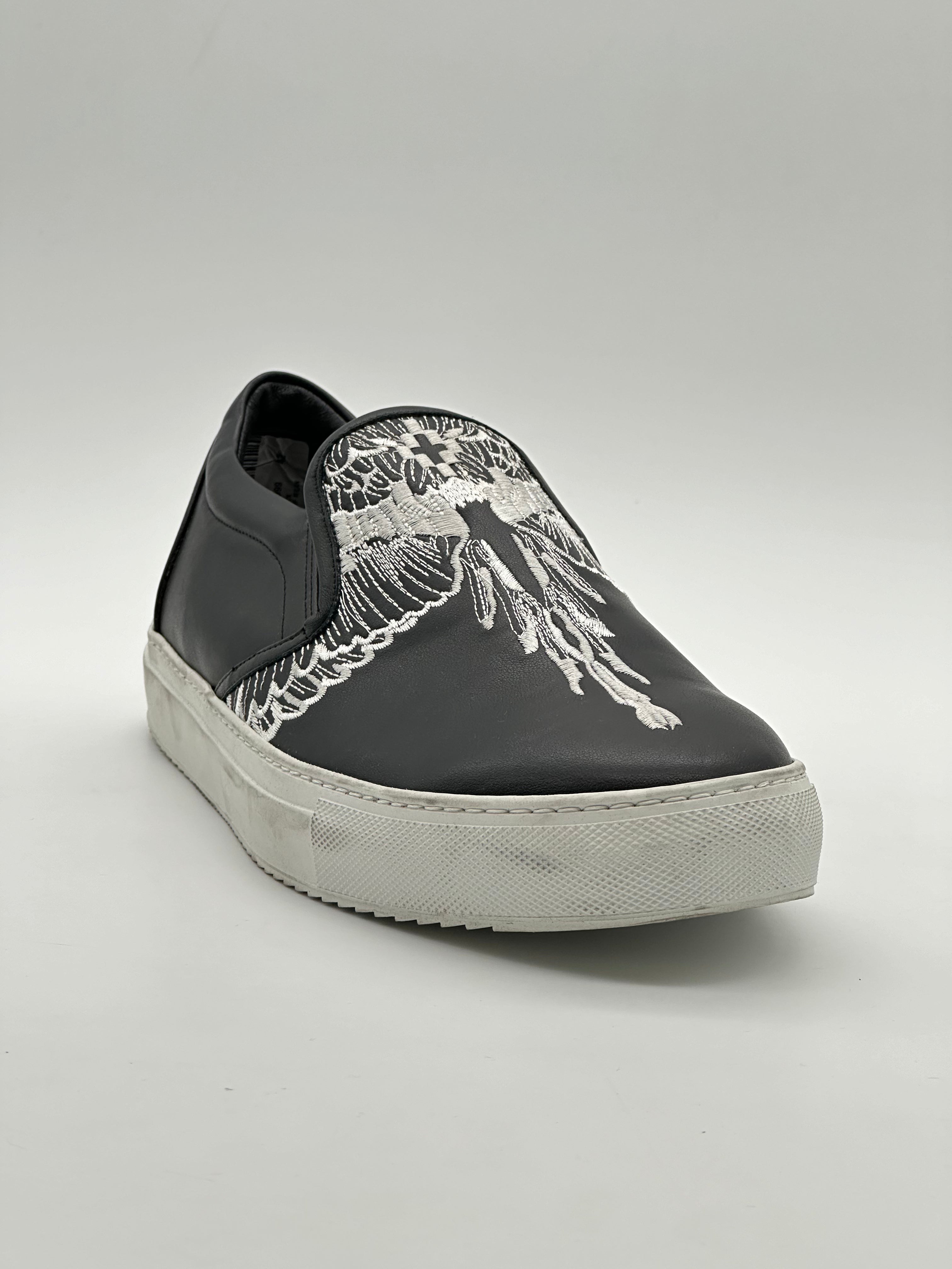 Leather Embroidered Slide-on Sneakers