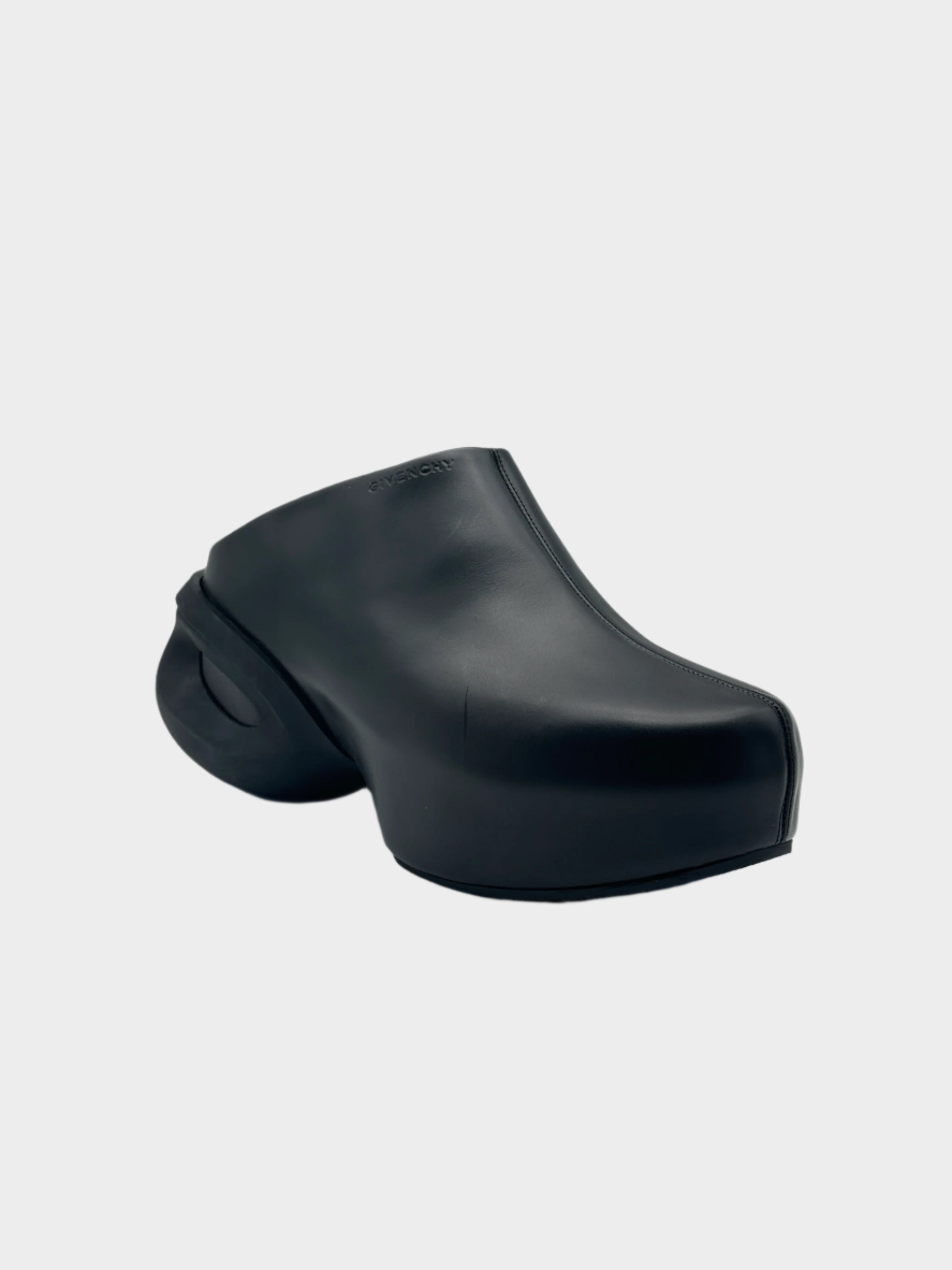 Black Sabot With Sculptural Rubber Sole