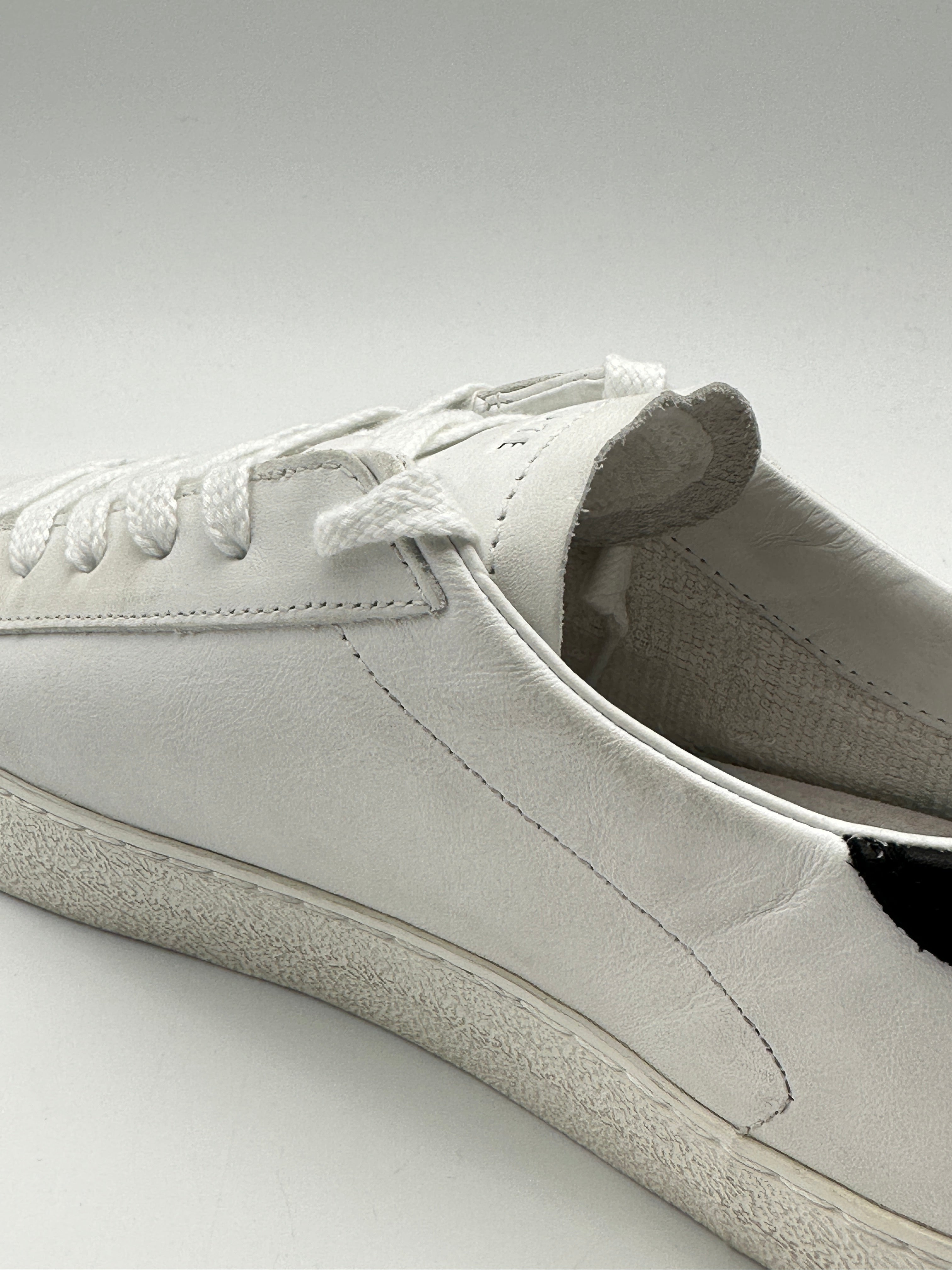 Sneakers Hill Low Vintage Calf White-Black In Pelle Bianco Nera