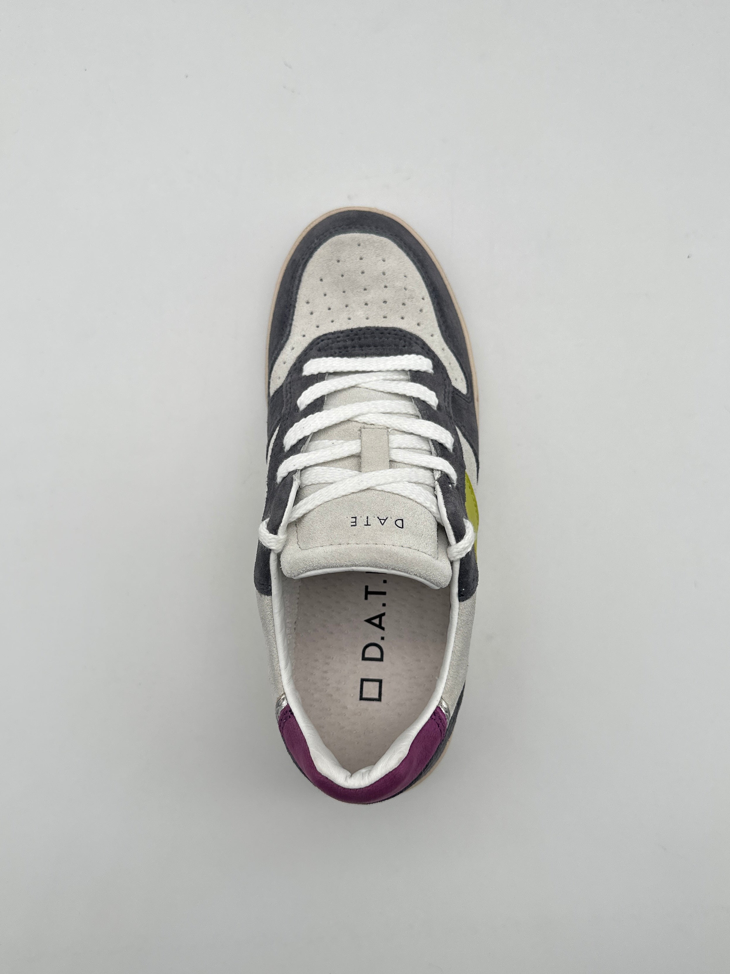 Sneakers Court 2.0 Vintage Calf White-Purple In Pelle E Suede