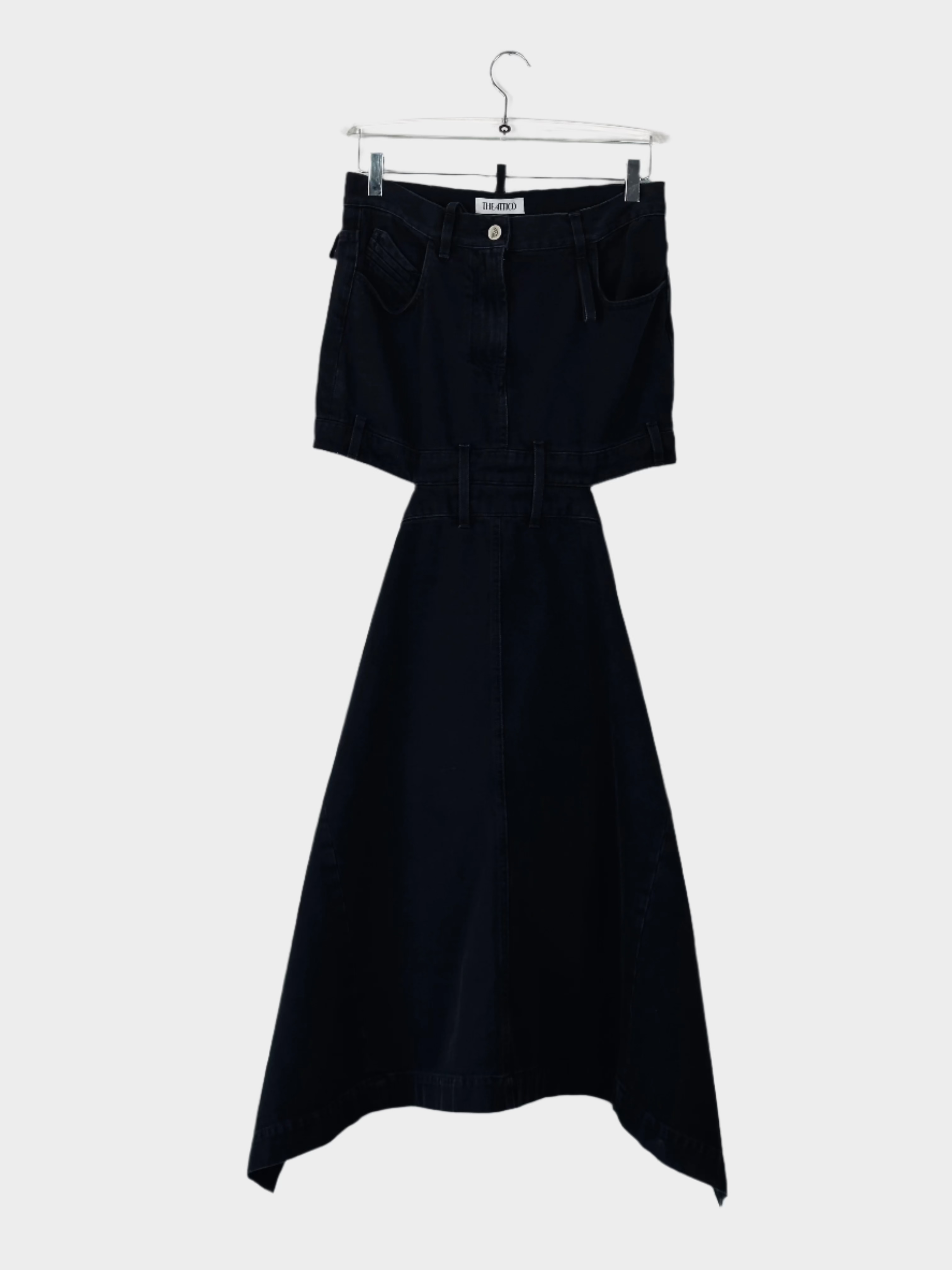 Cut Out Long Denim Skirt