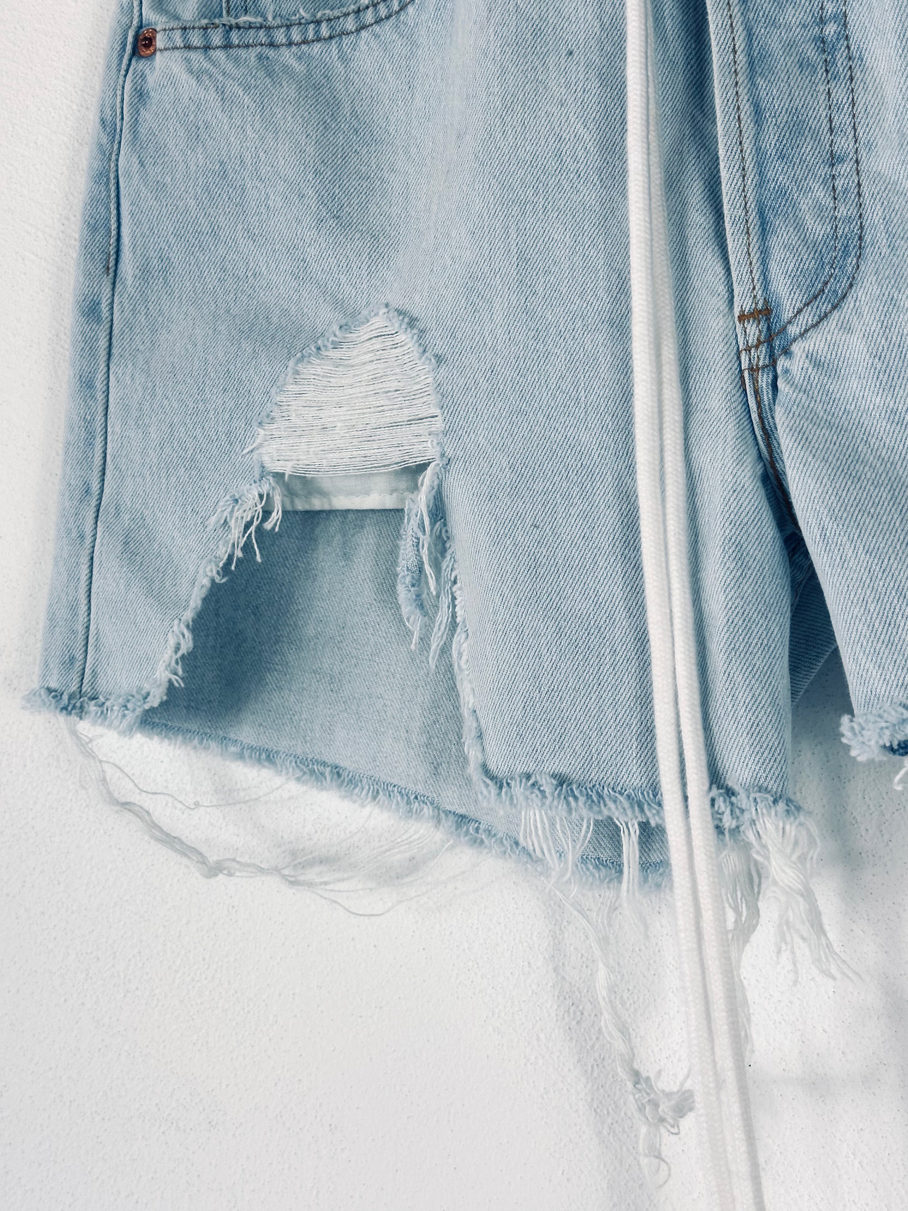 Denim Ripped Black Shorts