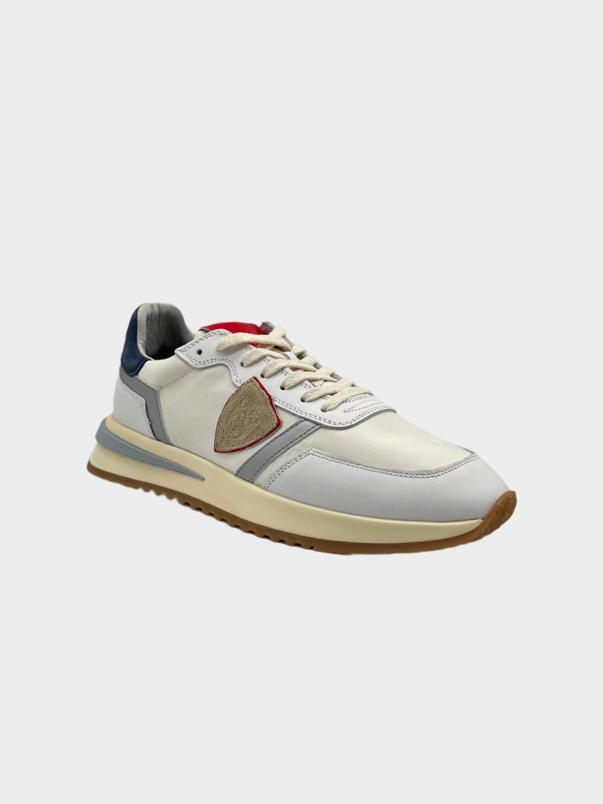 Tropez 2.1 Low Mondial In Pelle Bianca Blu Rossa