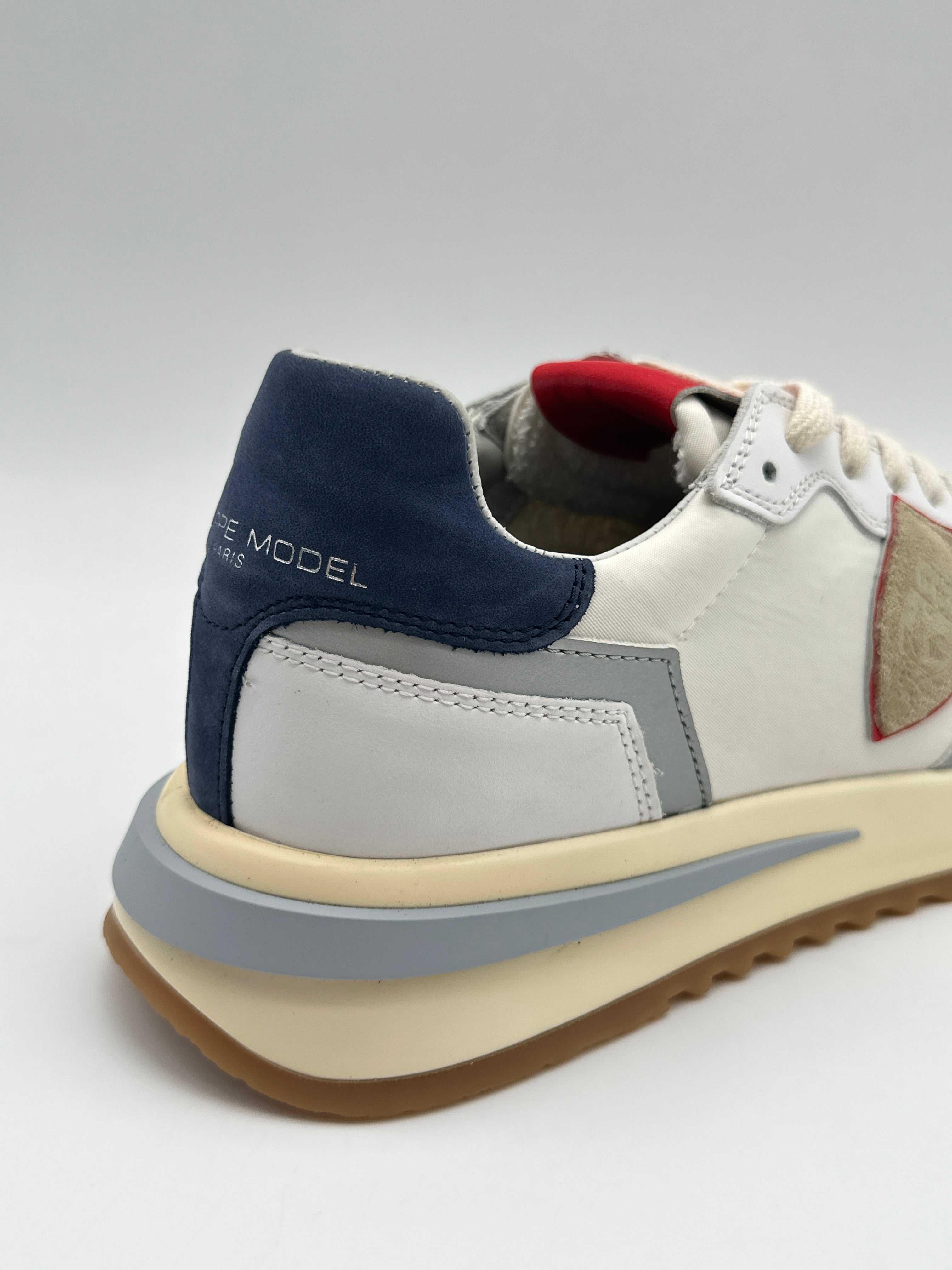 Tropez 2.1 Low Mondial In Pelle Bianca Blu Rossa