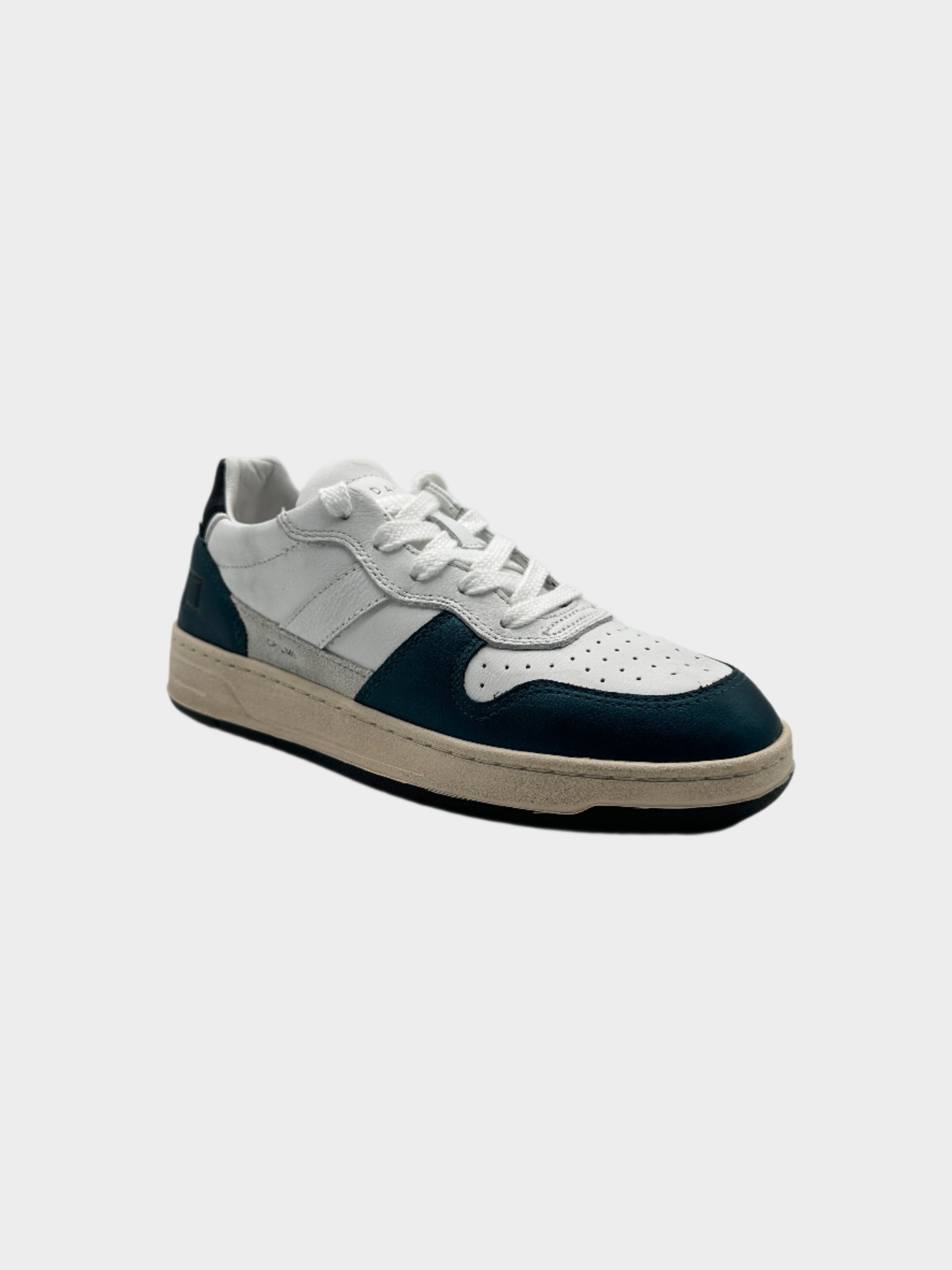 Court 2.0 Laminated White Blue Leather Sneakers