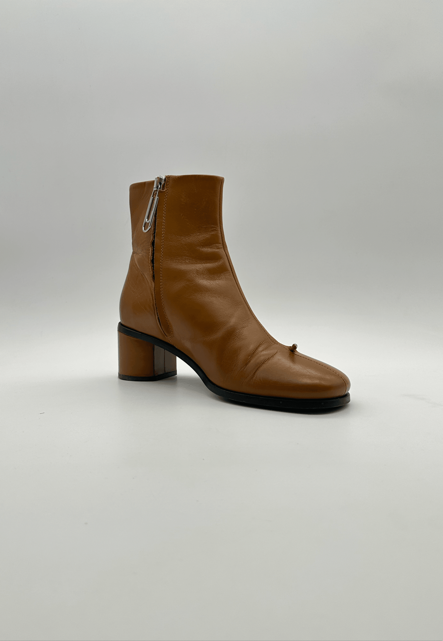 Leather Ankle Boots With Brooch