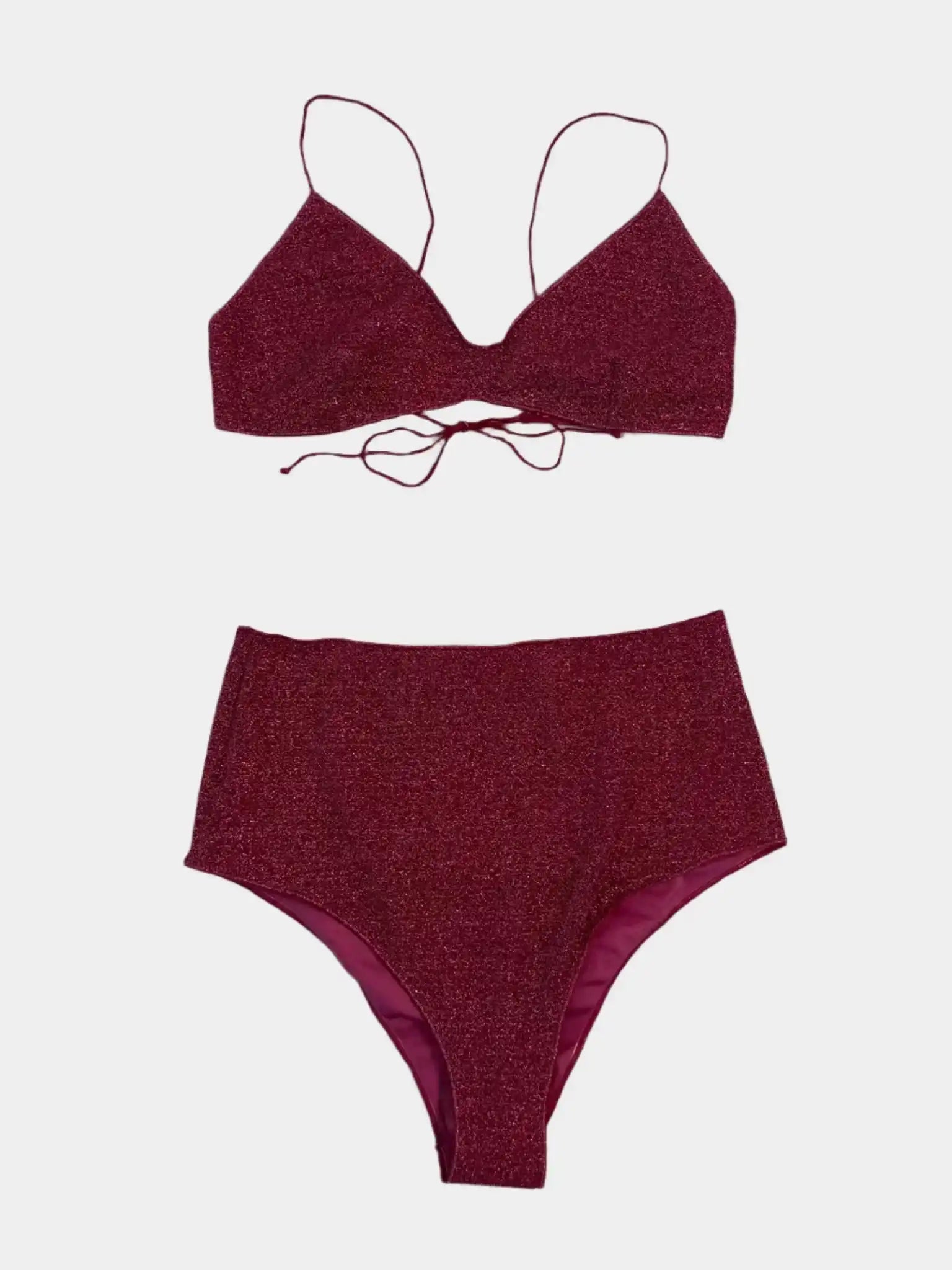 Bikini due pezzi glitterato bordeaux LMS803 Raspberry visto frontale