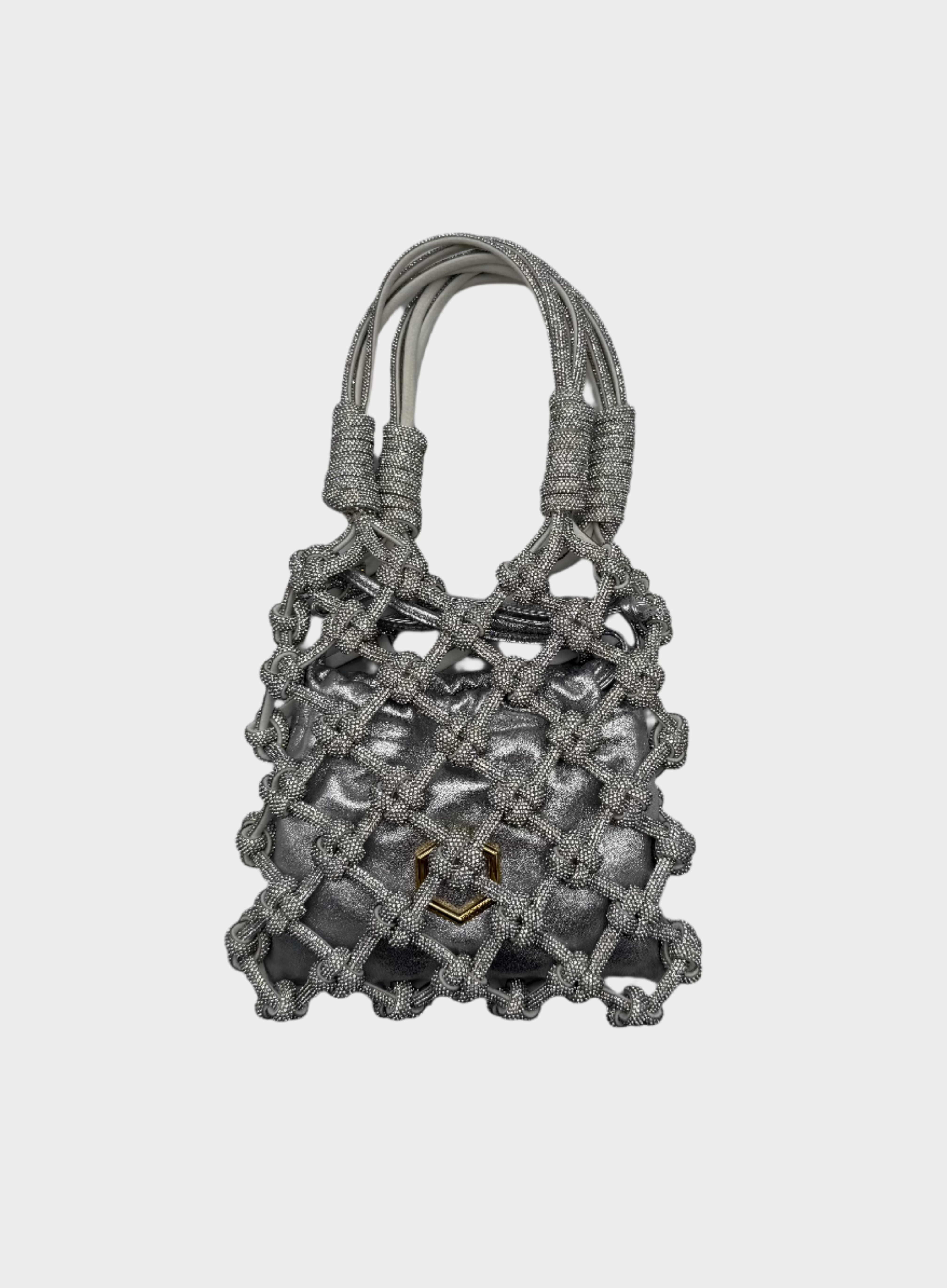 Hibourama Lola Crystal con rete di cristalli argento vista frontale